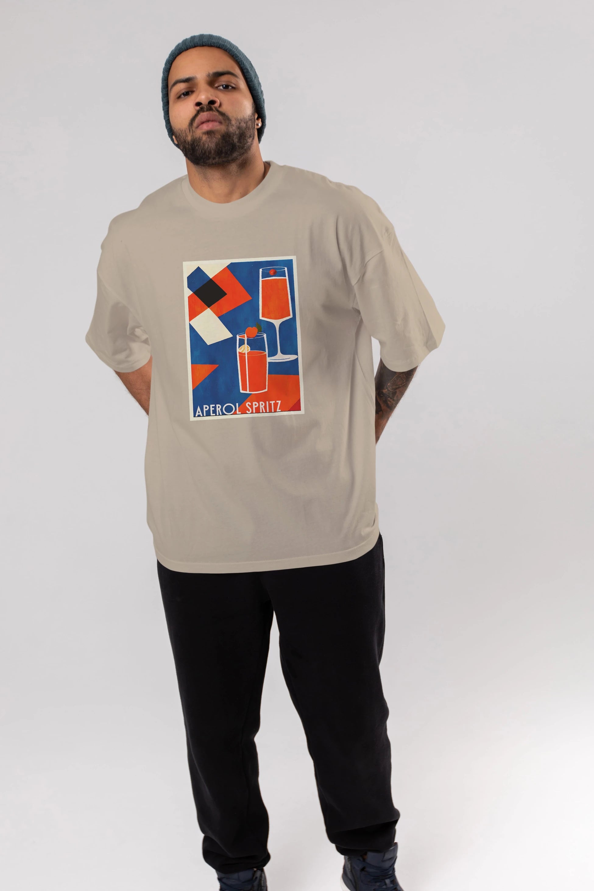 Aperol Spritz 4 Ön Baskılı Oversize t-shirt Erkek Kadın Unisex %100 Pamuk Bisiklet Yaka tişort