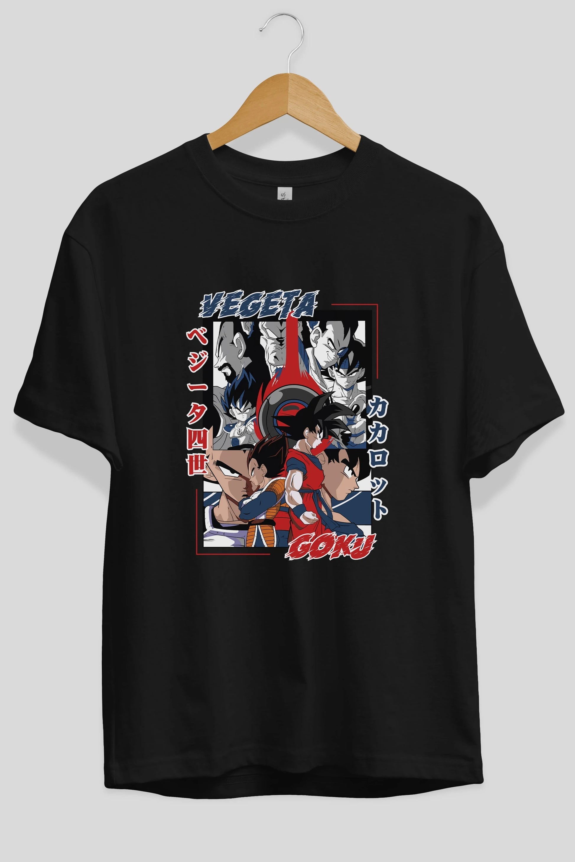 VEGETA VS GOKU Anime Ön Baskılı Oversize t-shirt %100 pamuk Erkek Kadın Unisex