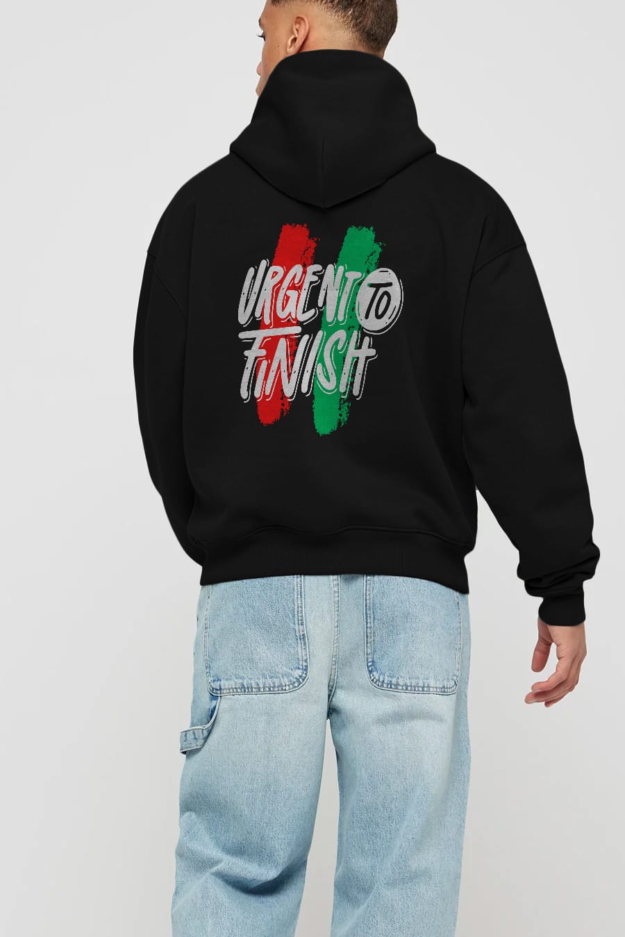 Urgent To Finish Arka Baskılı Oversize Hoodie Kapüşonlu Sweatshirt Erkek Kadın Unisex