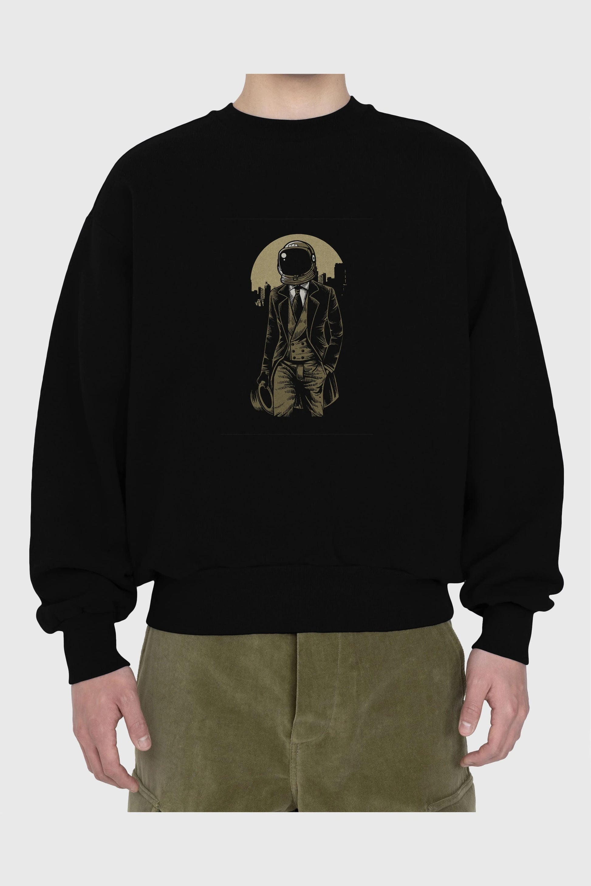 Classic Astronaut Ön Baskılı Oversize Sweatshirt Erkek Kadın Unisex