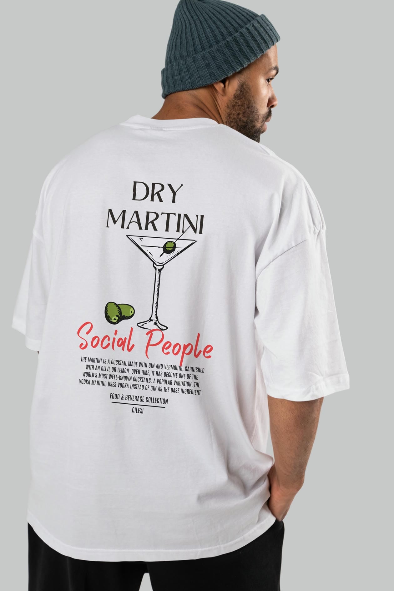 Dry Martını Kokteyl Serisi Baskılı Oversize t-shirt Erkek Kadın Unisex %100 Pamuk Bisiklet Yaka tişort