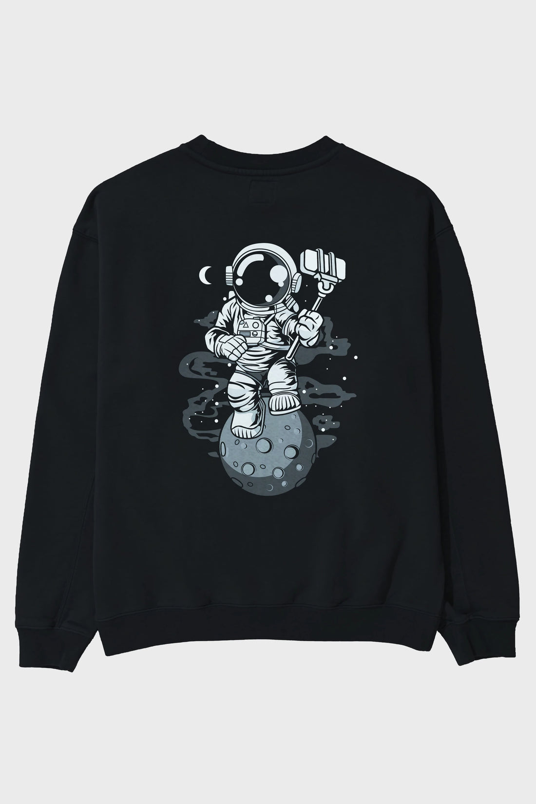 Astronaut Selfie Arka Baskılı Oversize Sweatshirt Erkek Kadın Unisex