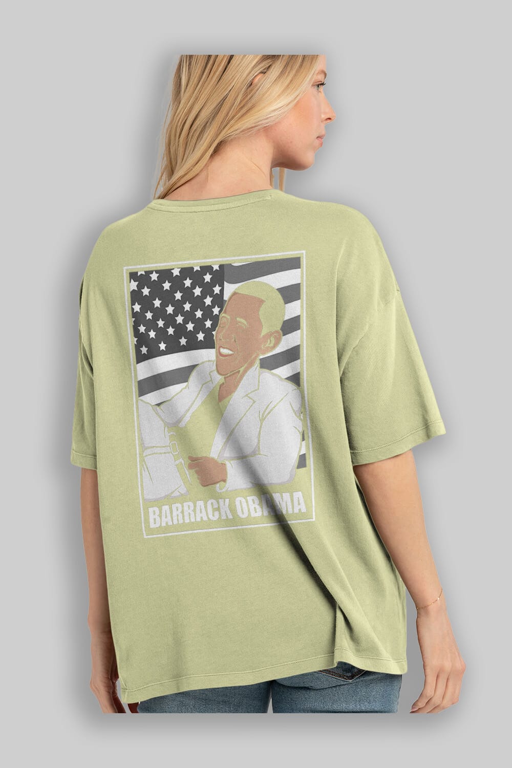 Obama Thriller Arka Baskılı Oversize t-shirt Erkek Kadın Unisex %100 Pamuk tişort
