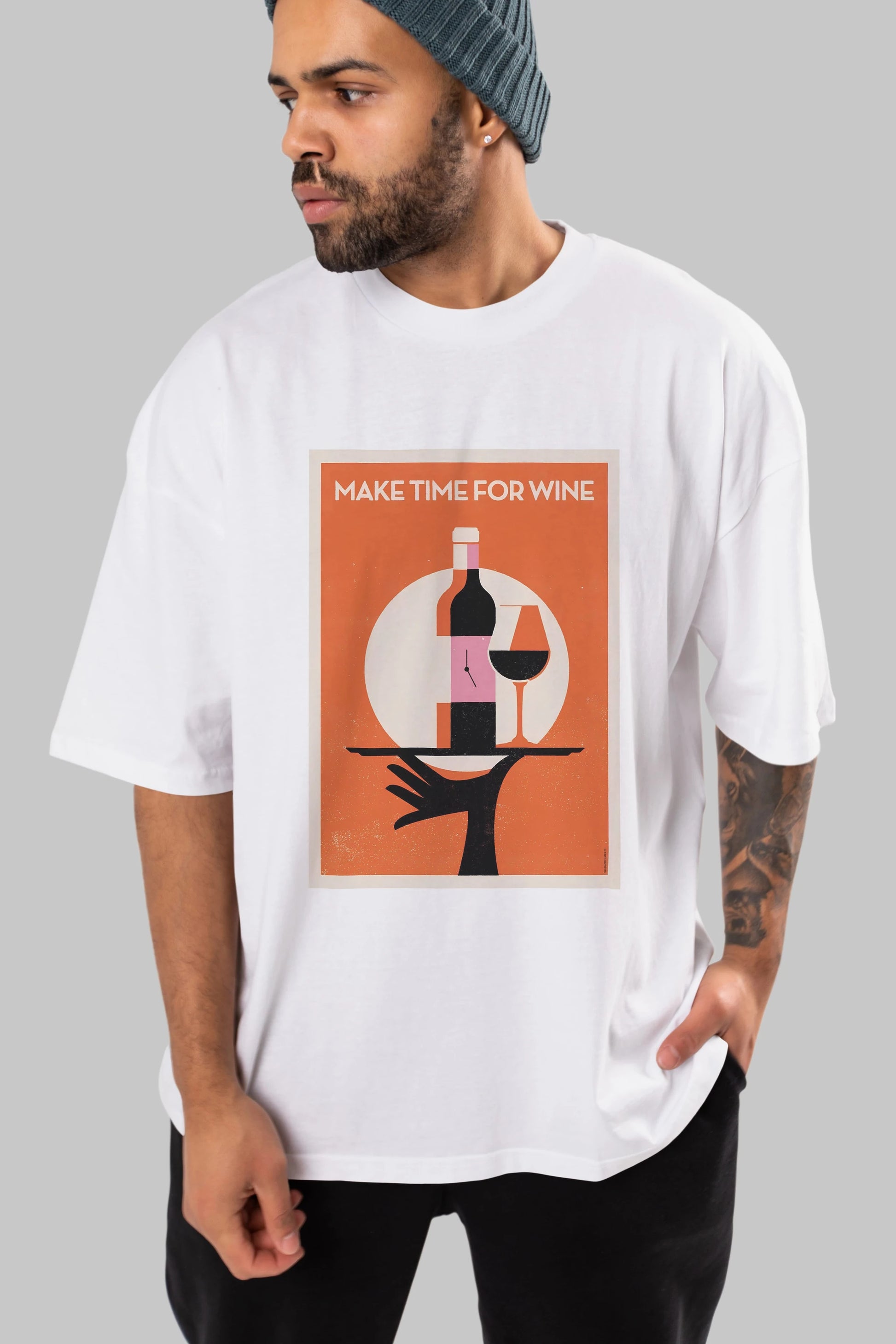 Make Time For Wine Ön Baskılı Oversize t-shirt Erkek Kadın Unisex %100 Pamuk Bisiklet Yaka tişort