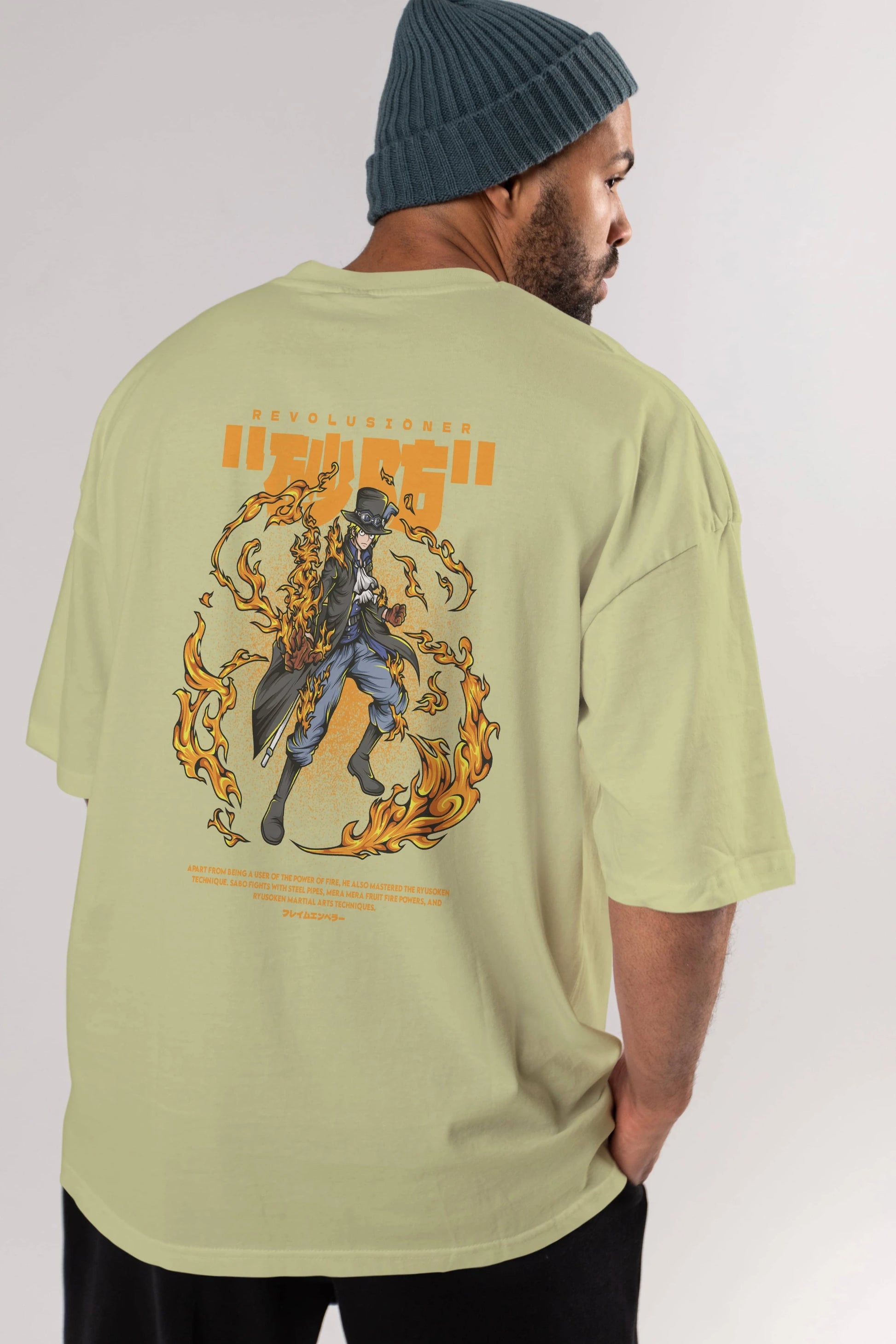 Revolusioner Sabo Anime Arka Baskılı Oversize t-shirt Erkek Kadın Unisex