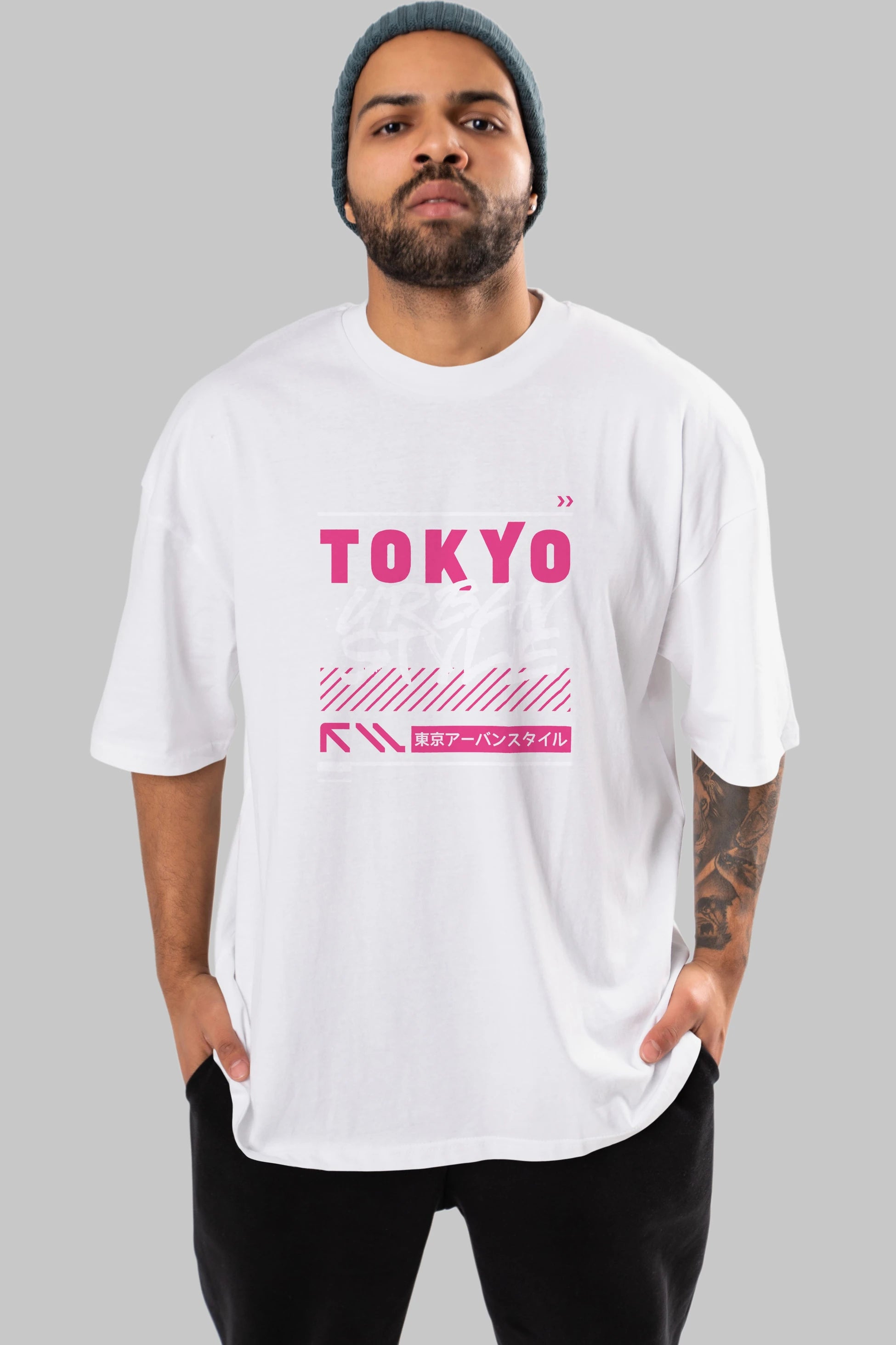 Tokyo Urban Style Ön Baskılı Oversize t-shirt Erkek Kadın Unisex
