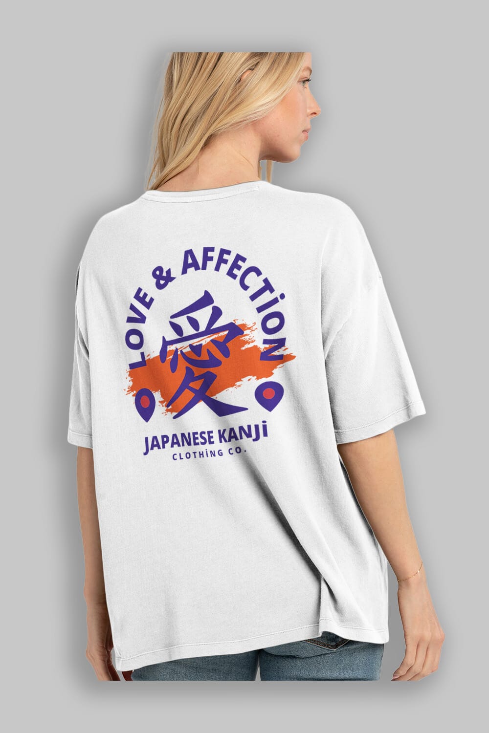 Love Affection Japanese Yazılı Arka Baskılı Oversize t-shirt Erkek Kadın Unisex