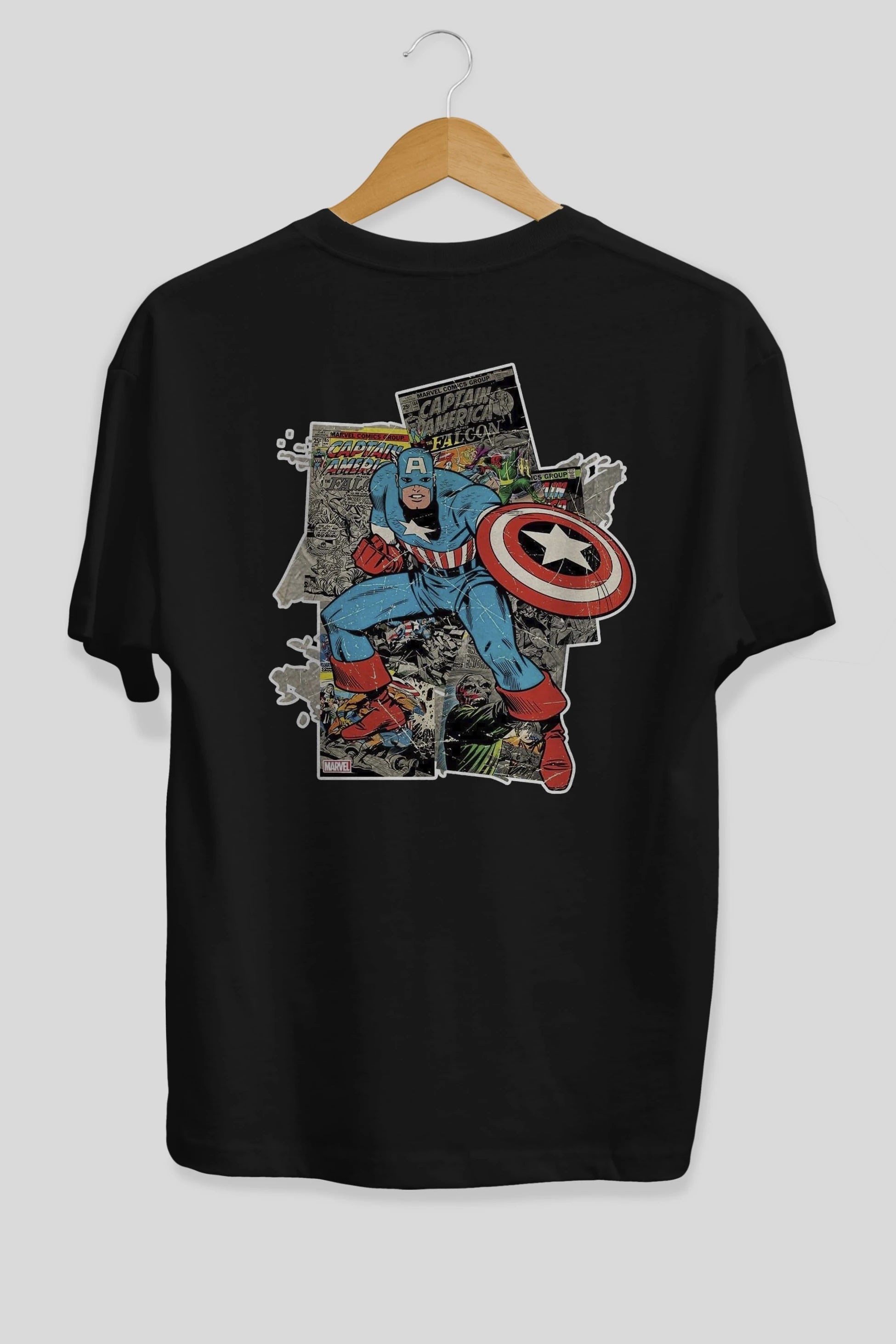 Captain America (2) Arka Baskılı Oversize t-shirt Erkek Kadın Unisex %100 Pamuk Bisiklet Yaka tişort