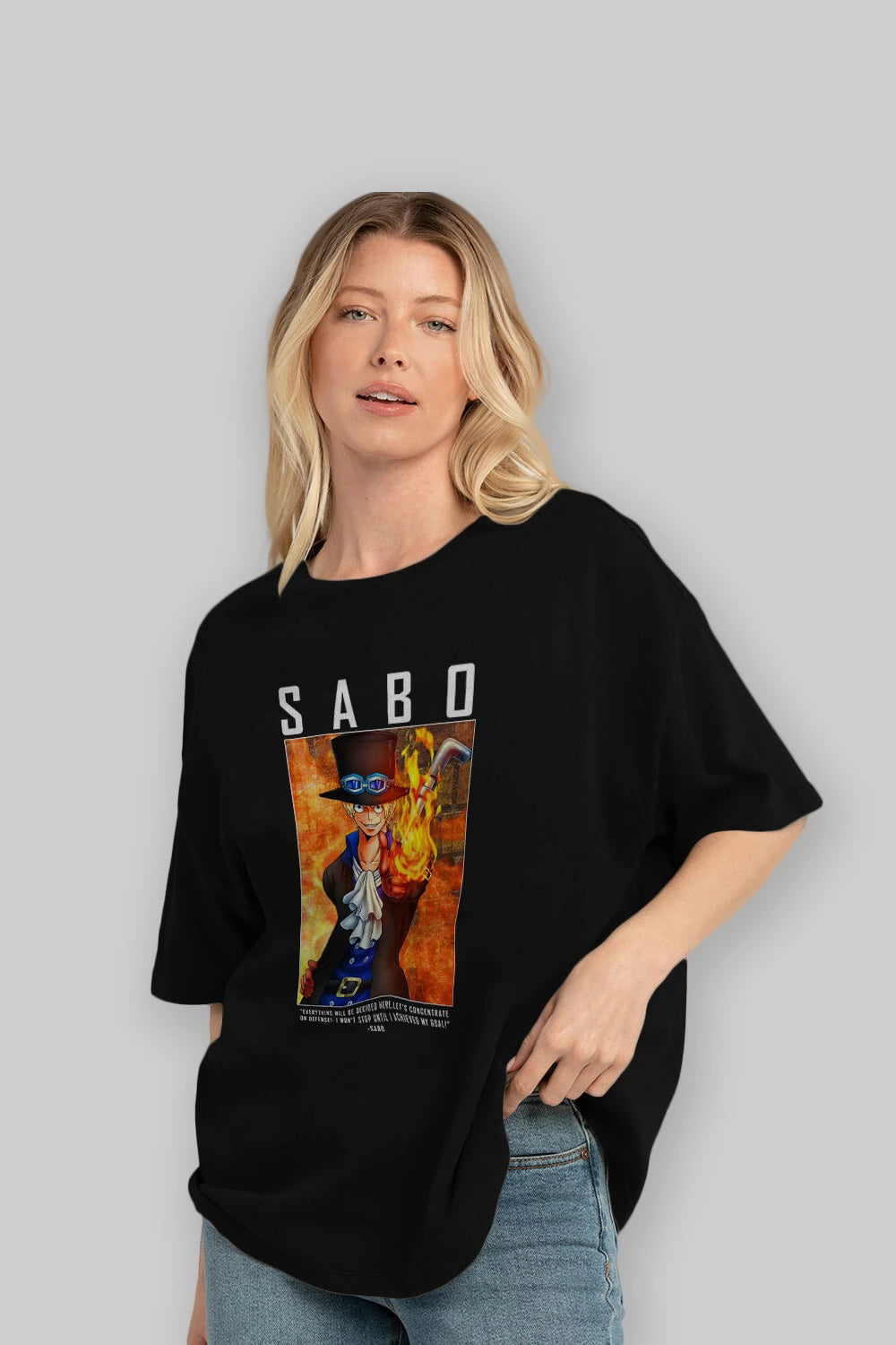Sabo Anime Ön Baskılı Oversize t-shirt Erkek Kadın Unisex