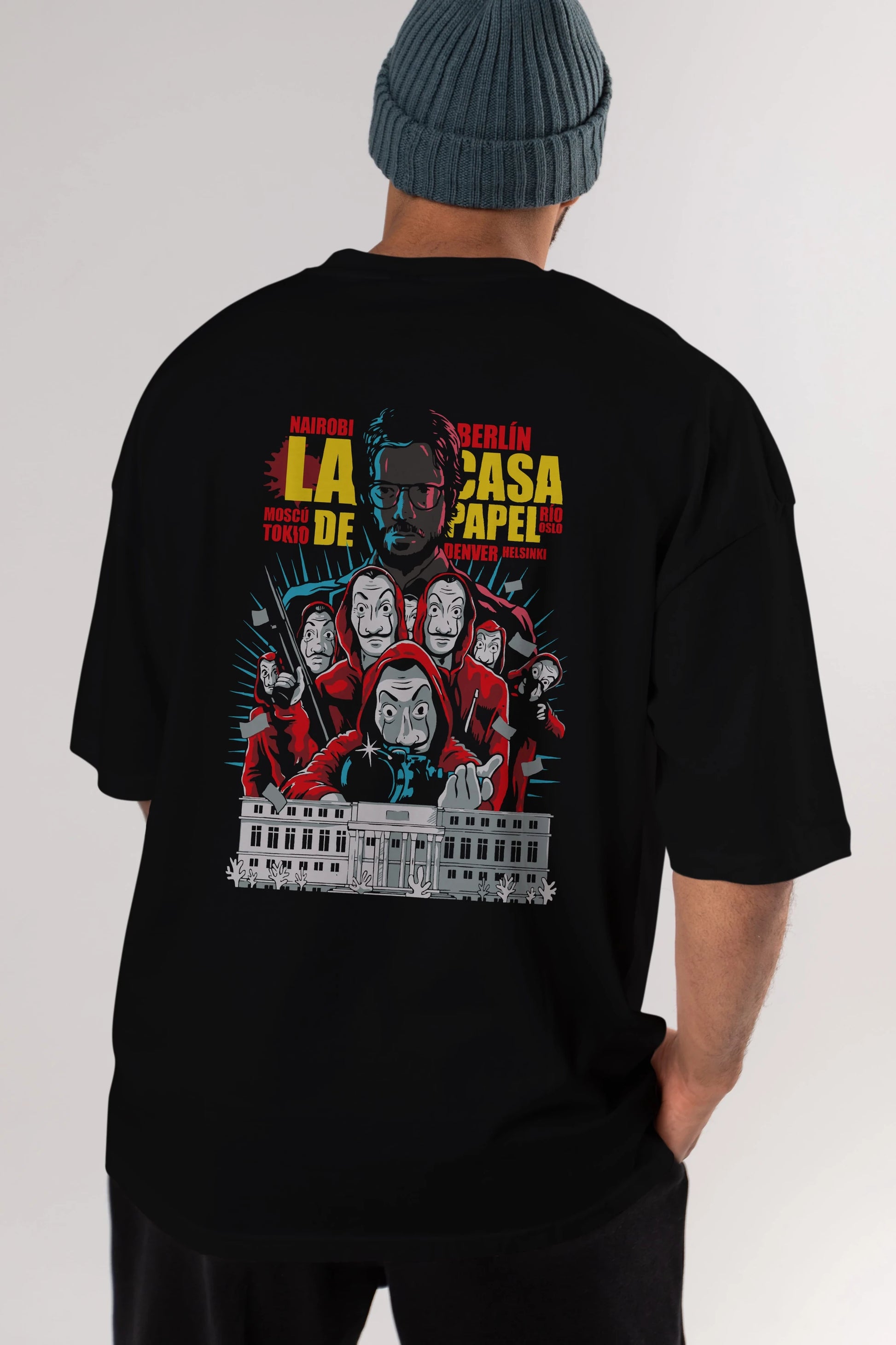 La Casa De Papel (6) Arka Baskılı Oversize t-shirt Erkek Kadın Unisex %100 Pamuk Bisiklet Yaka tişort