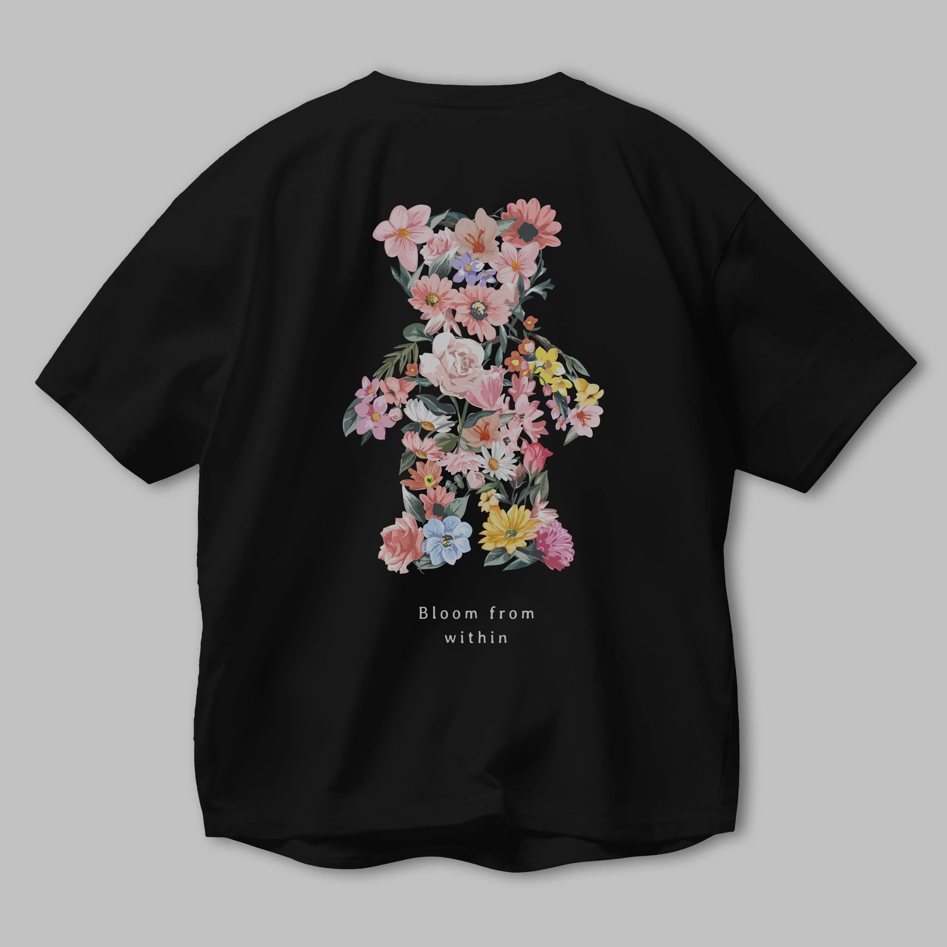 Bloom from Bear Arka Baskılı Oversize t-shirt Erkek Kadın Unisex