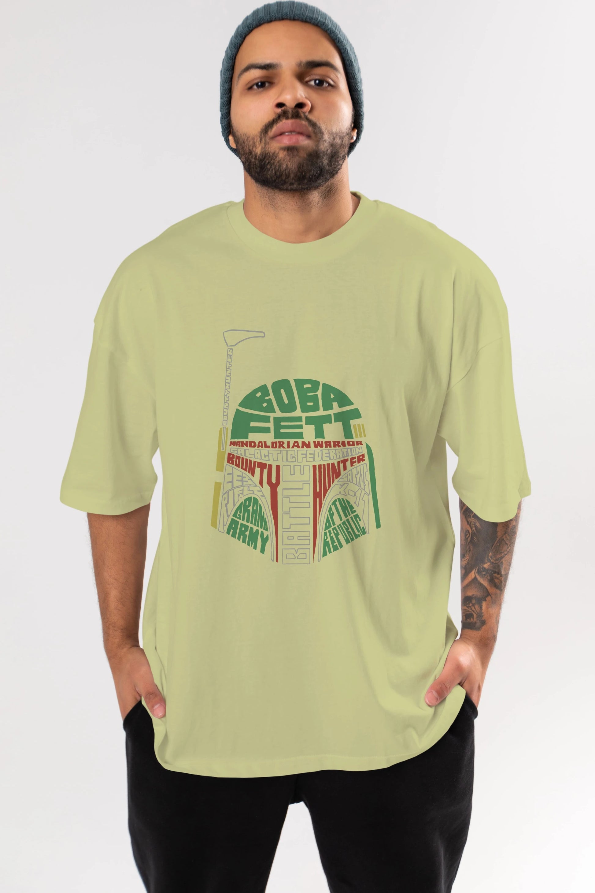 Boba Fett (2) Ön Baskılı Oversize t-shirt %100 pamuk Erkek Kadın Unisex