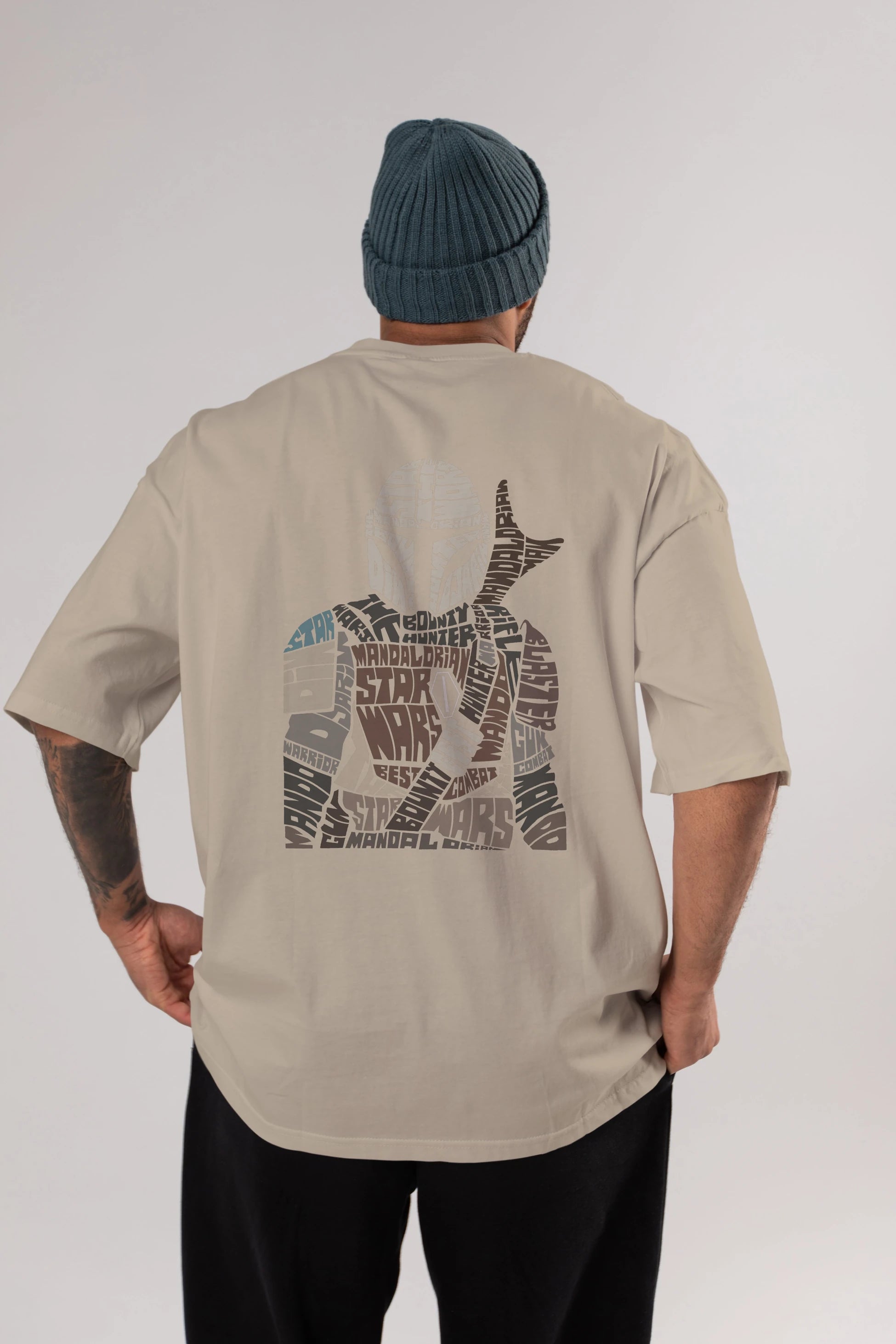 Mandalorian Arka Baskılı Oversize t-shirt %100 pamuk Erkek Kadın Unisex