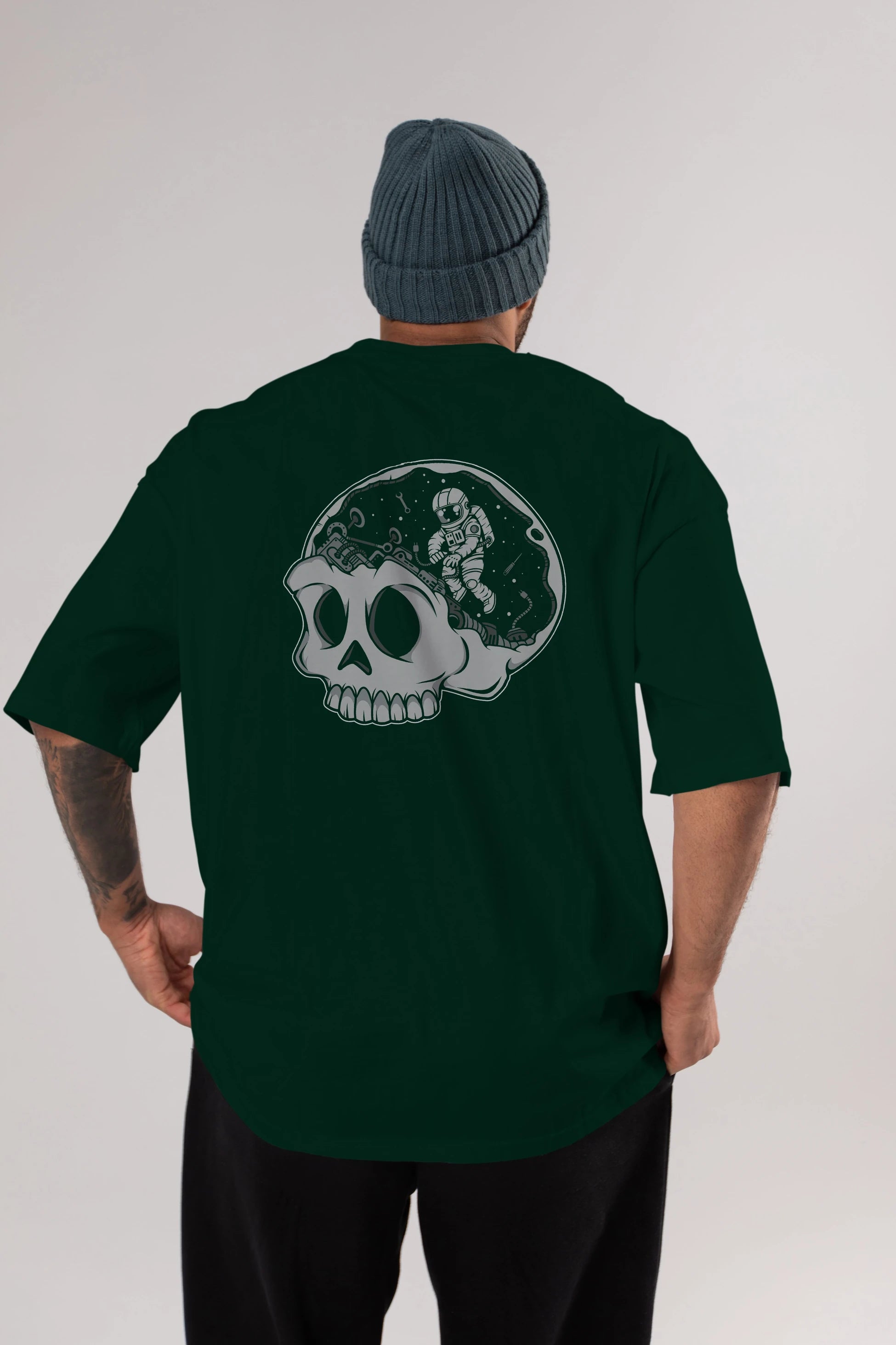 Astronaut Skull Brain Arka Baskılı Oversize t-shirt Erkek Kadın Unisex