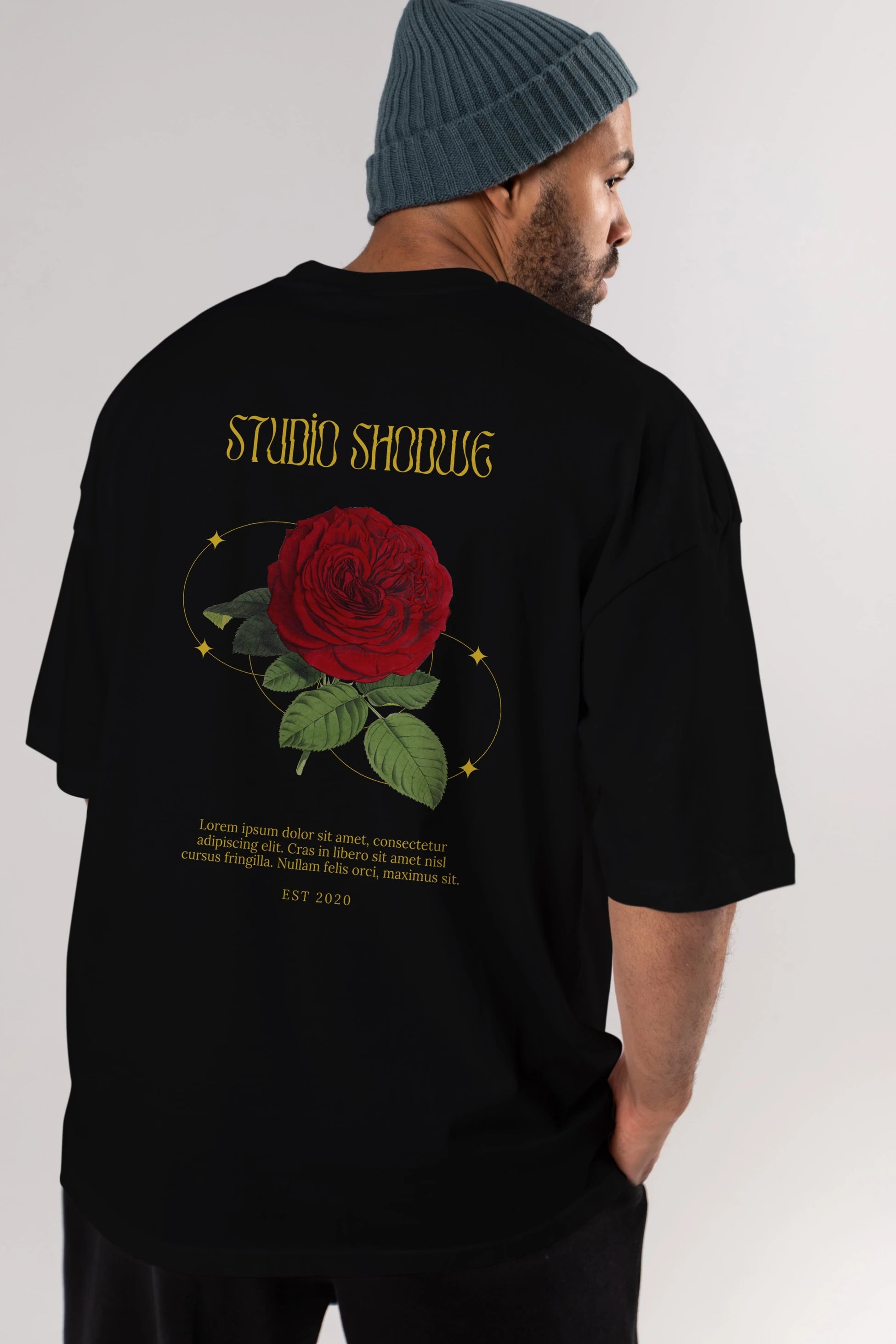 Studio Shodwe Rose Arka Baskılı Oversize t-shirt Erkek Kadın Unisex