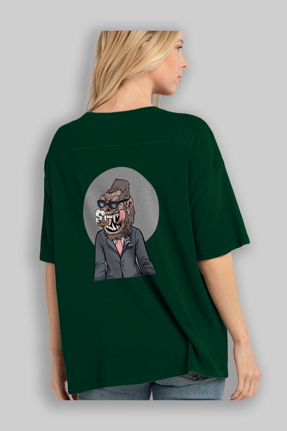 Monkey Suits Arka Baskılı Oversize t-shirt Erkek Kadın Unisex %100 Pamuk tişort