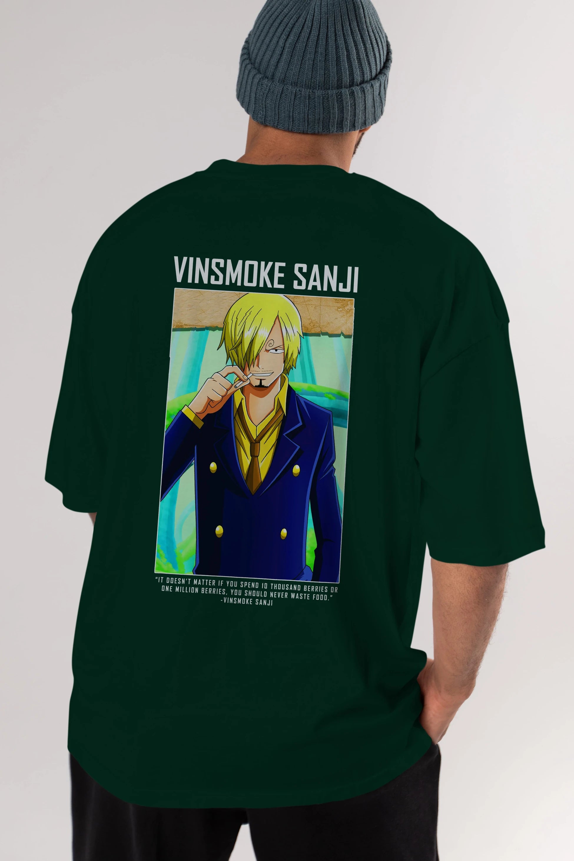 Sanji 2 Anime Arka Baskılı Oversize t-shirt Erkek Kadın Unisex %100 pamuk tişort