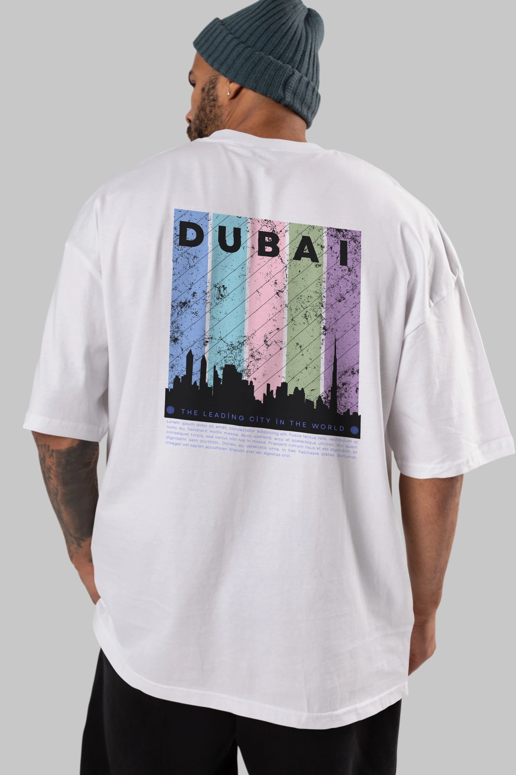 Dubai Yazılı Arka Baskılı Oversize t-shirt Erkek Kadın Unisex