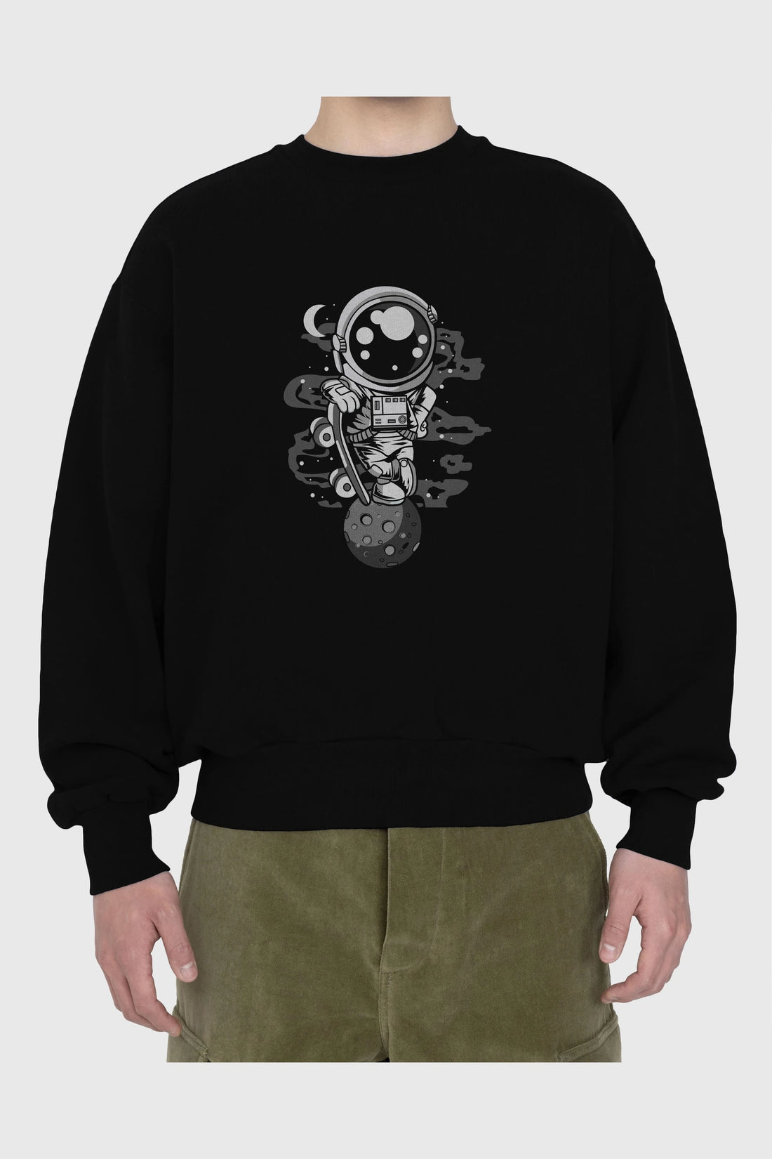 Astronaut Skater Boy Ön Baskılı Oversize Sweatshirt Erkek Kadın Unisex