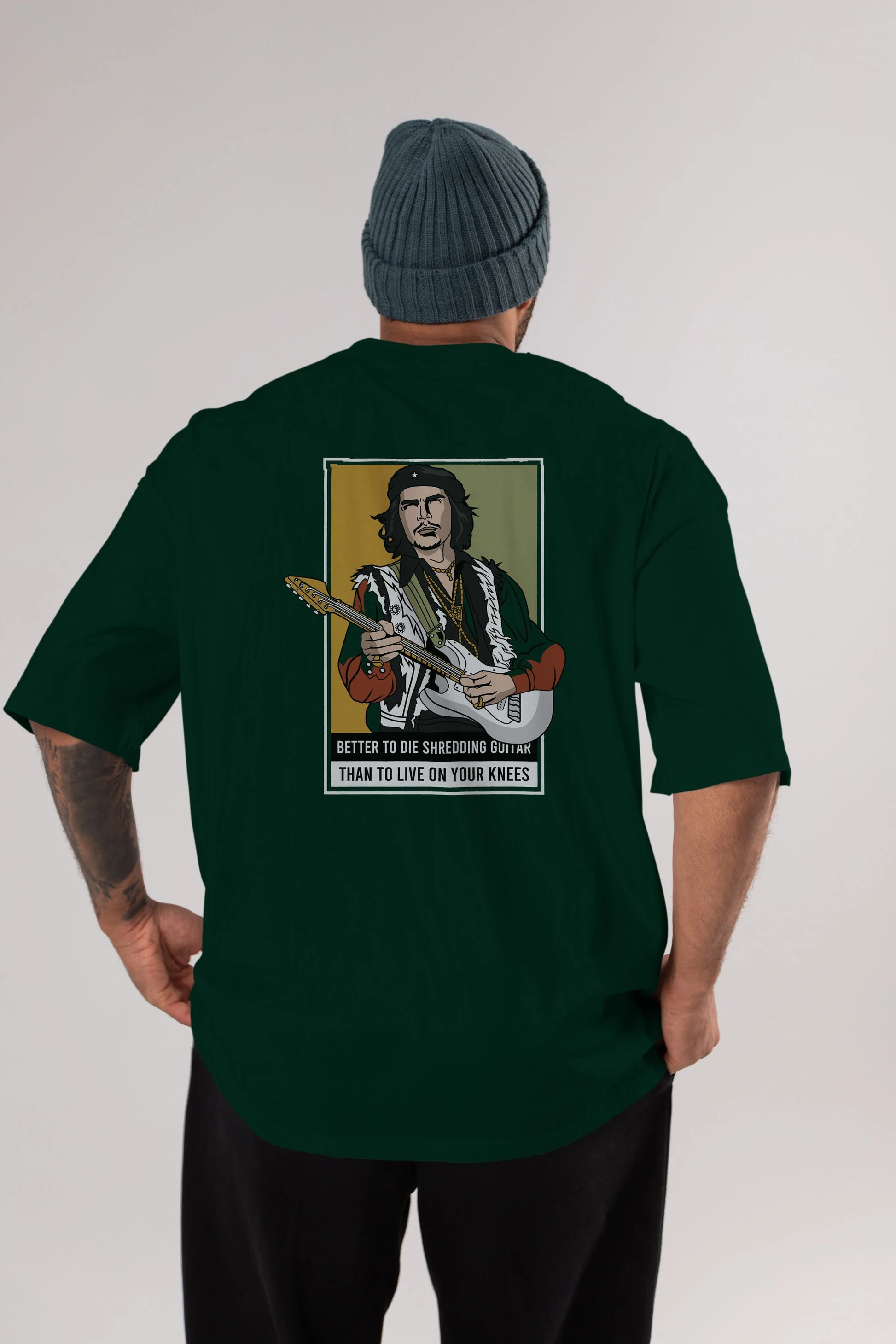 Che Guevara Hendrix Arka Baskılı Oversize t-shirt Erkek Kadın Unisex %100 Pamuk tişort
