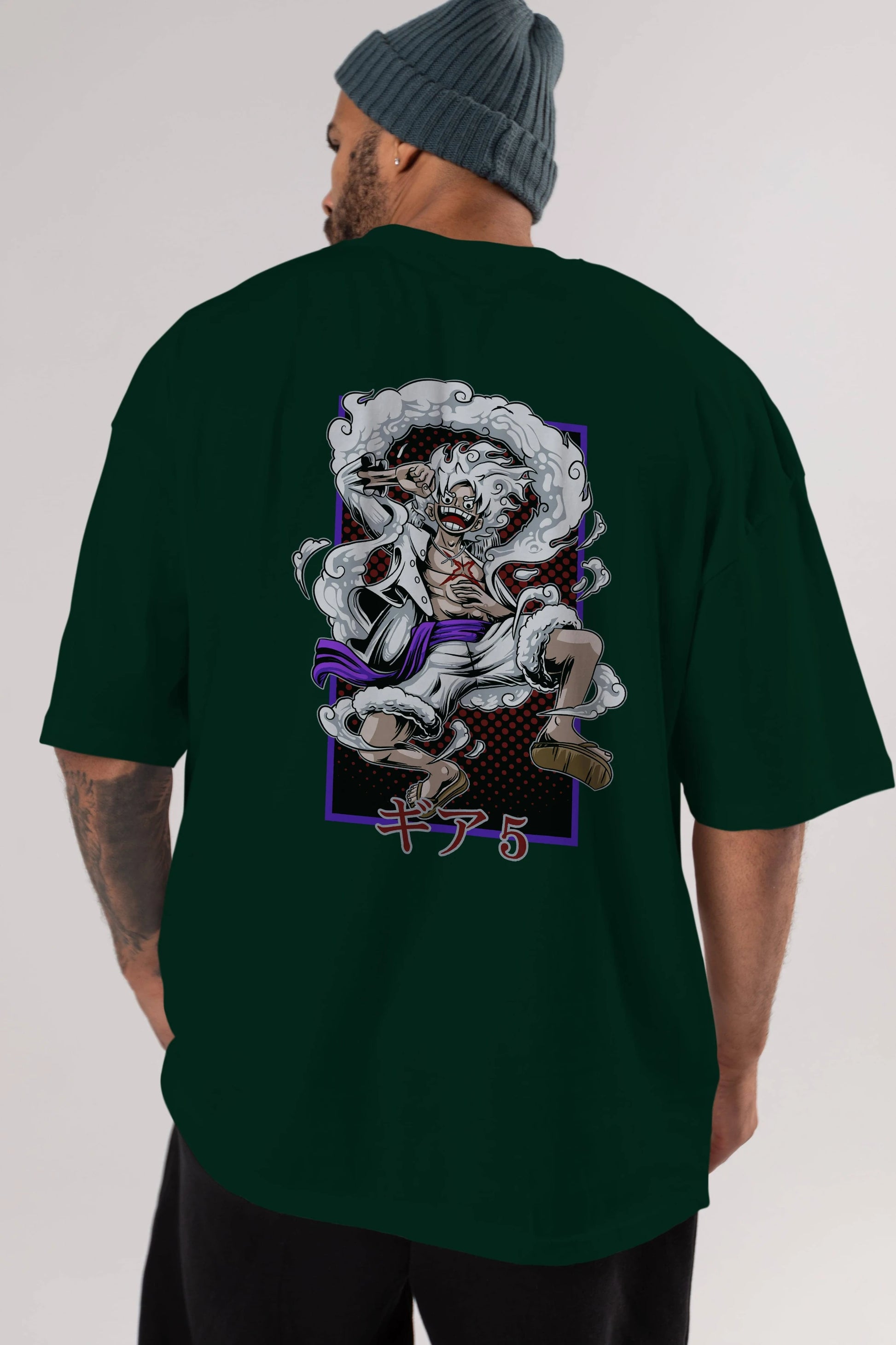 MONKEY D. LUFFY GEAR5 Anime Arka Baskılı Oversize t-shirt Erkek Kadın Unisex
