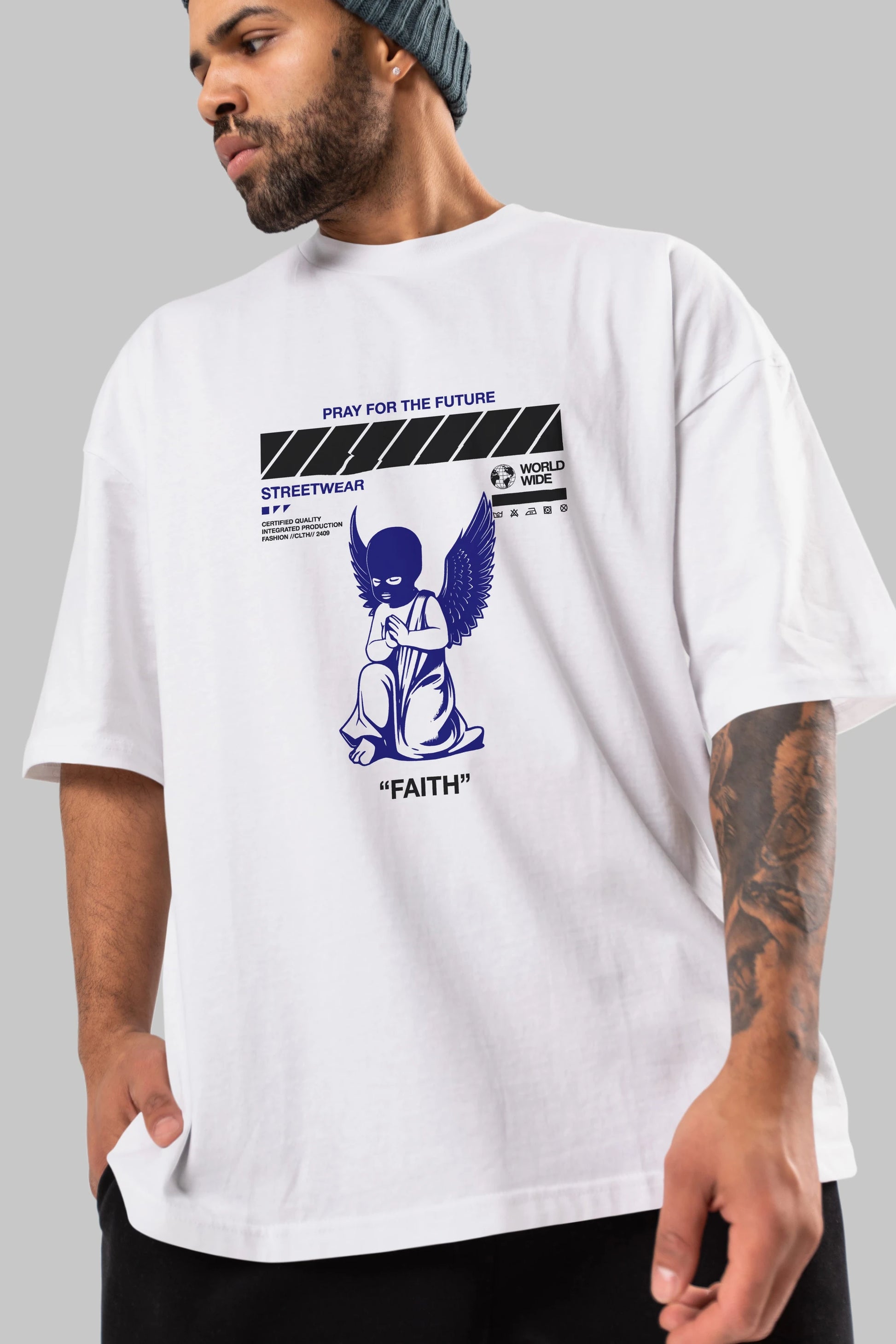 Pray for The Future Ön Baskılı Oversize t-shirt Erkek Kadın Unisex