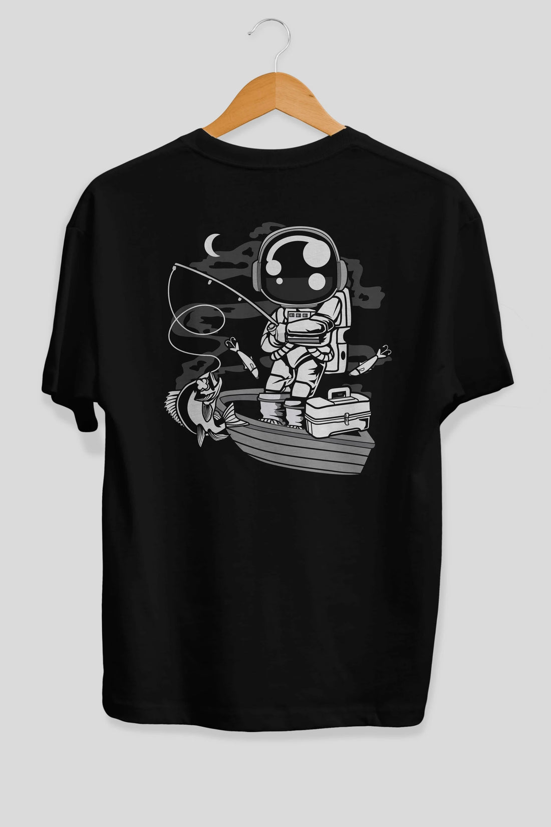 Astronaut Fisherman Arka Baskılı Oversize t-shirt Erkek Kadın Unisex