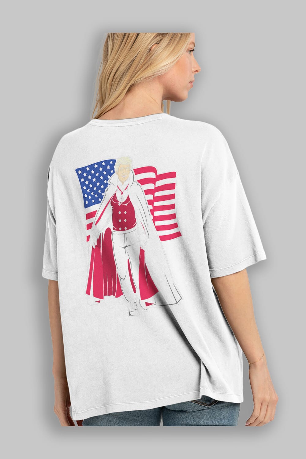 Trump Dracula Arka Baskılı Oversize t-shirt Erkek Kadın Unisex %100 Pamuk tişort