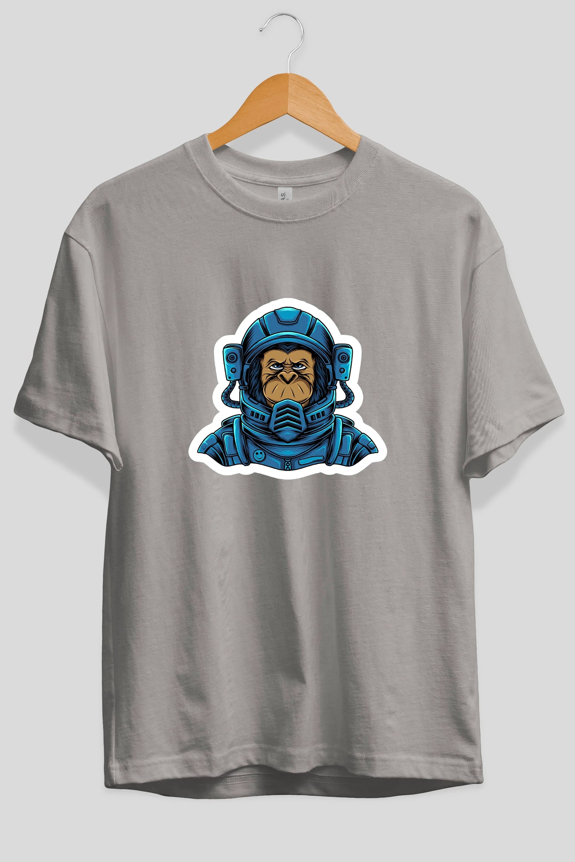 Astromonkey Sticker Ön Baskılı Oversize t-shirt Erkek Kadın Unisex