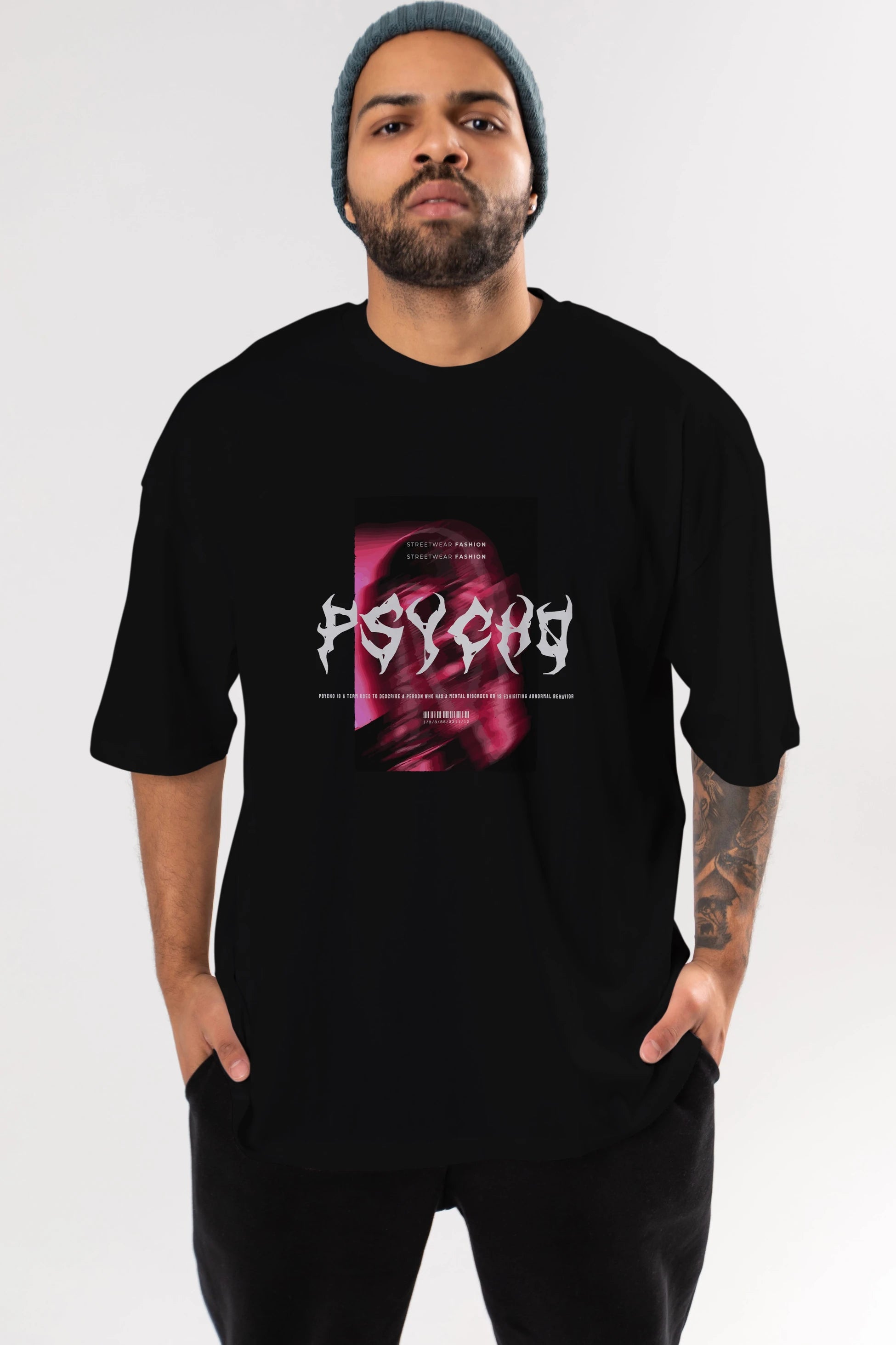 Psycho Streetwear Ön Baskılı Oversize t-shirt Erkek Kadın Unisex