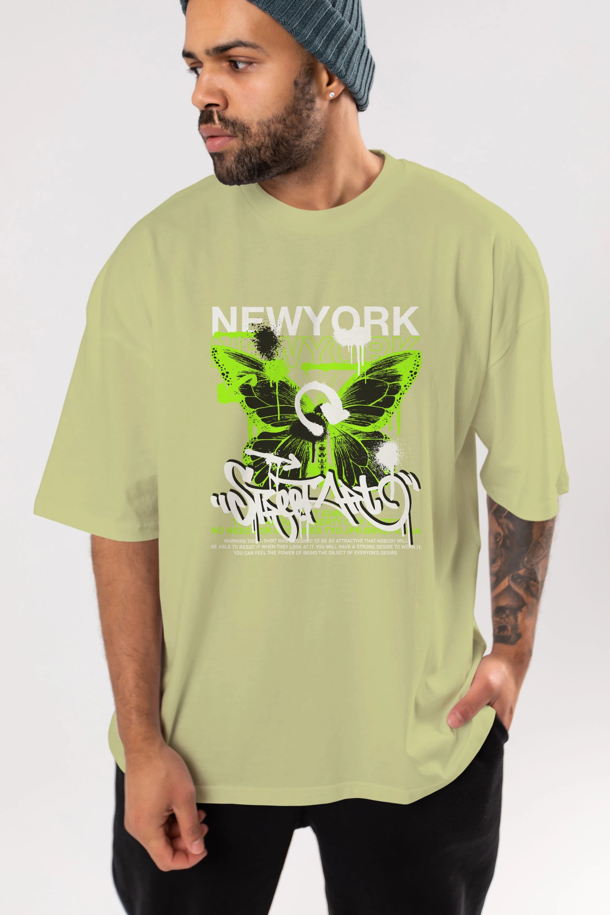 New York Street Style Ön Baskılı Oversize t-shirt Erkek Kadın Unisex