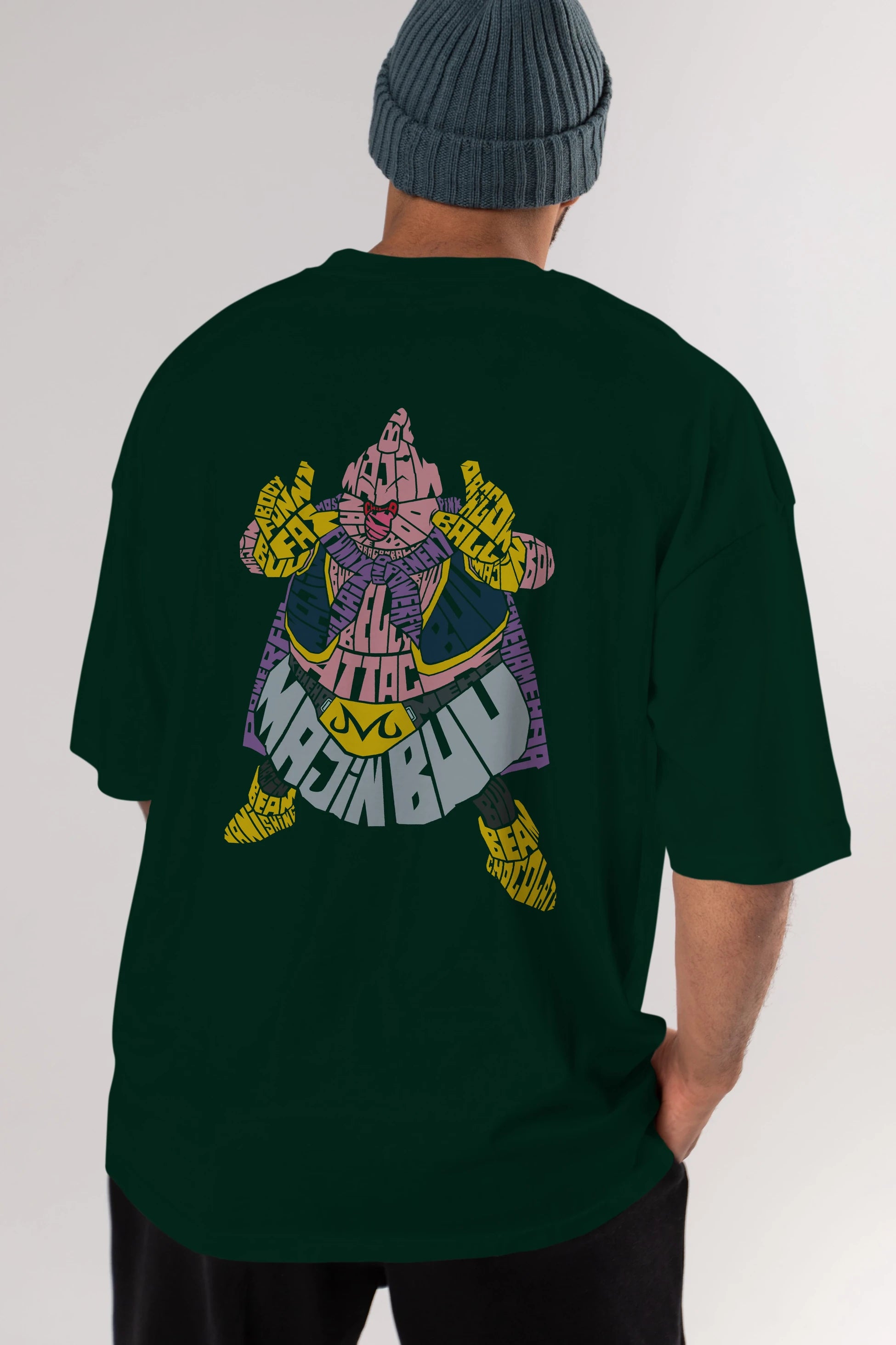 Majin Buu Arka Baskılı Oversize t-shirt %100 pamuk Erkek Kadın Unisex