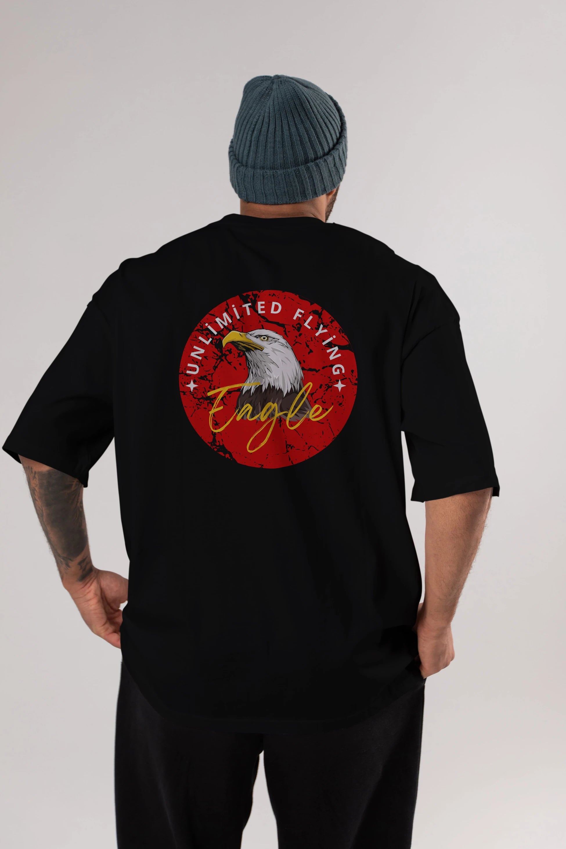 Unlimited Flying Yazılı Arka Baskılı Oversize t-shirt Erkek Kadın Unisex
