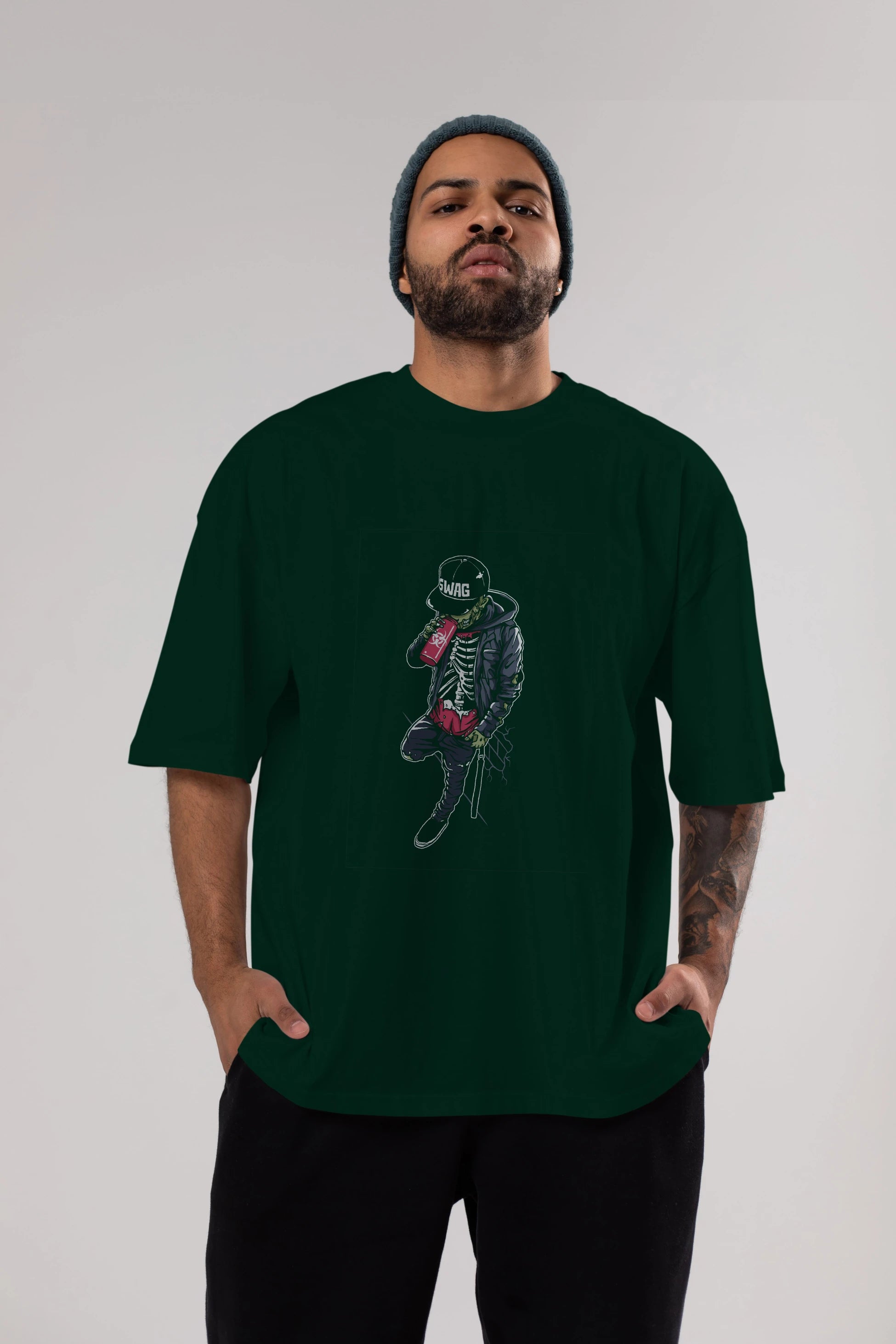 Zombie Swag Ön Baskılı Oversize t-shirt Erkek Kadın Unisex %100 Pamuk tişort