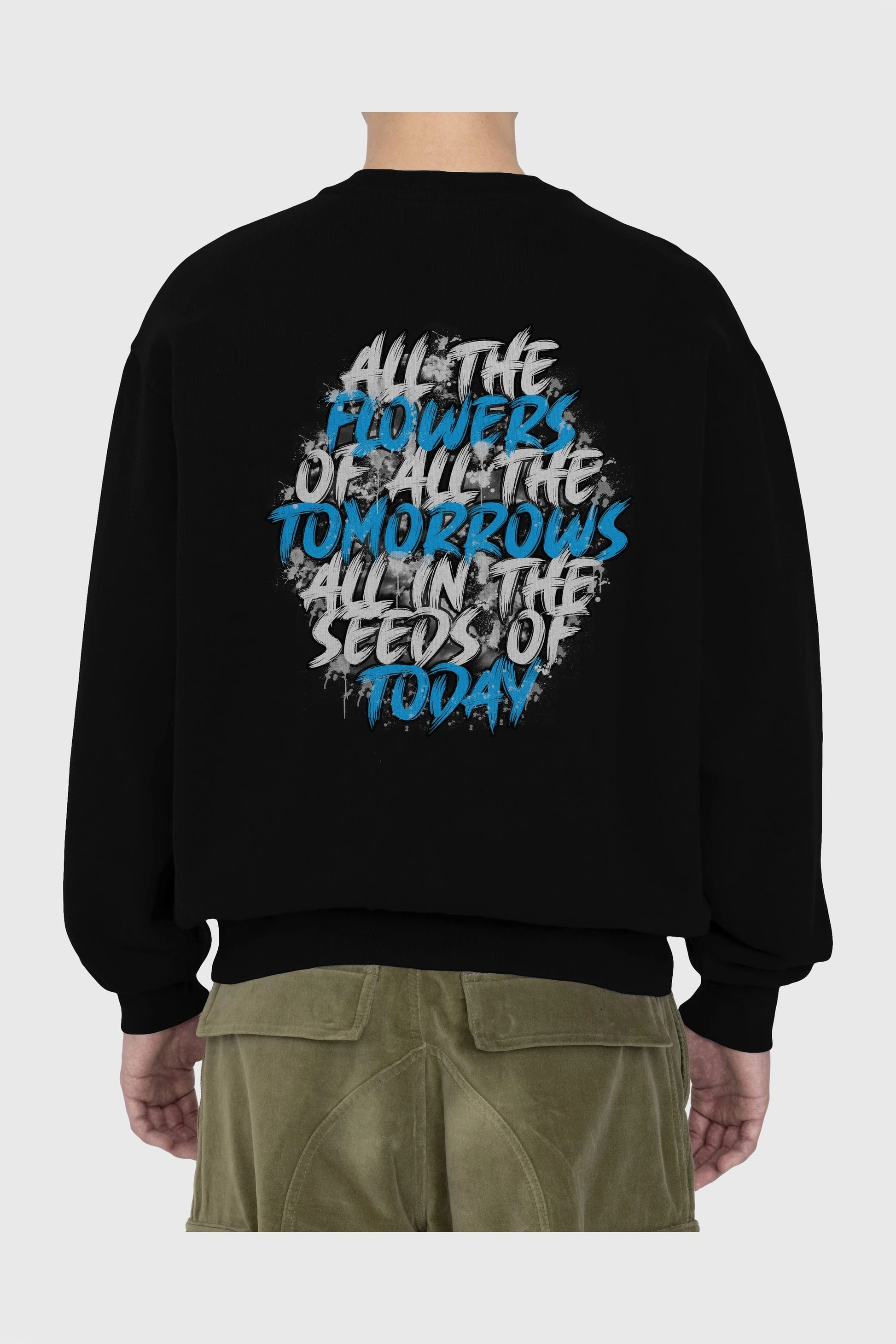 All The Flowers Arka Baskılı Oversize Sweatshirt Erkek Kadın Unisex