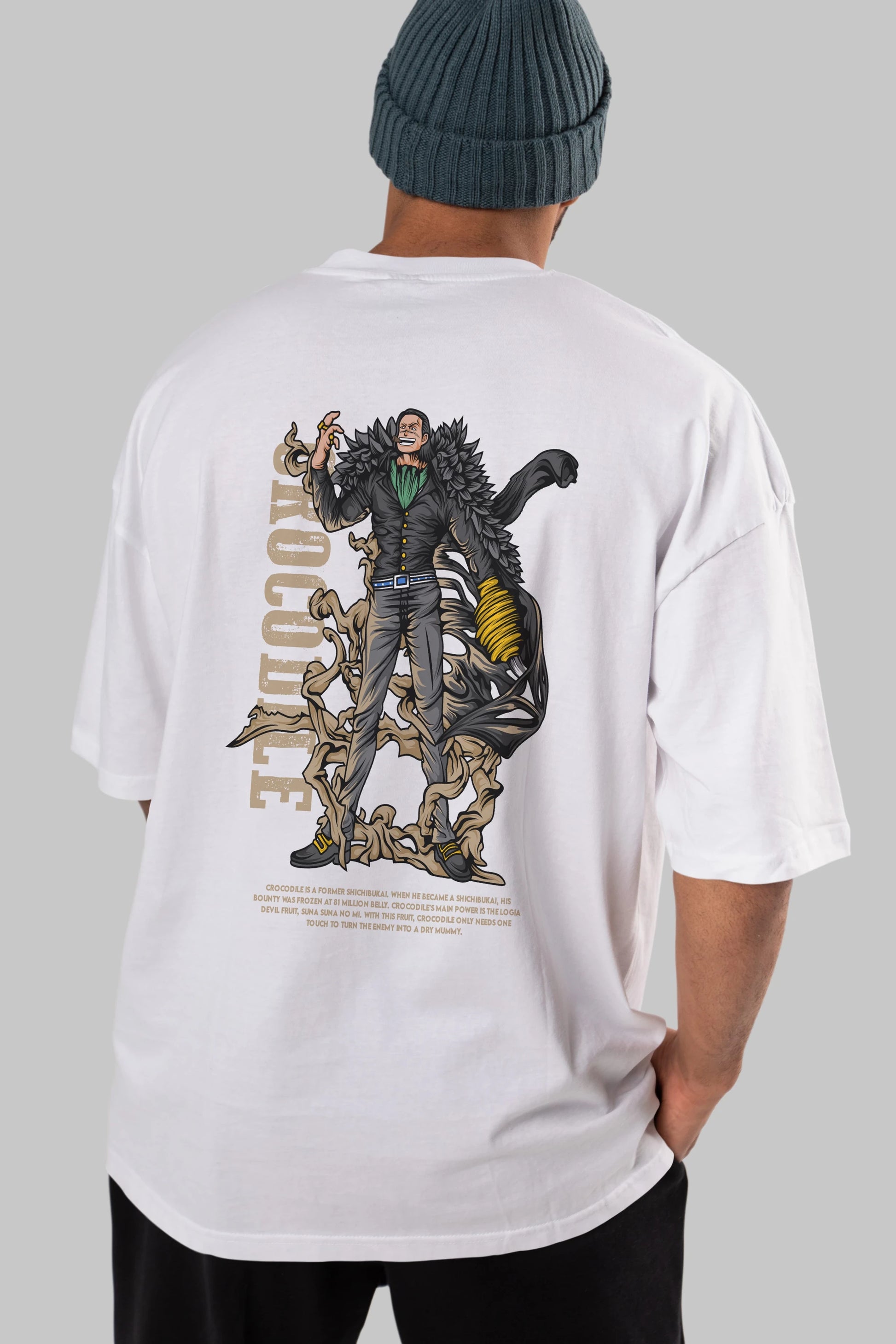 Crocodile Anime Arka Baskılı Oversize t-shirt Erkek Kadın Unisex