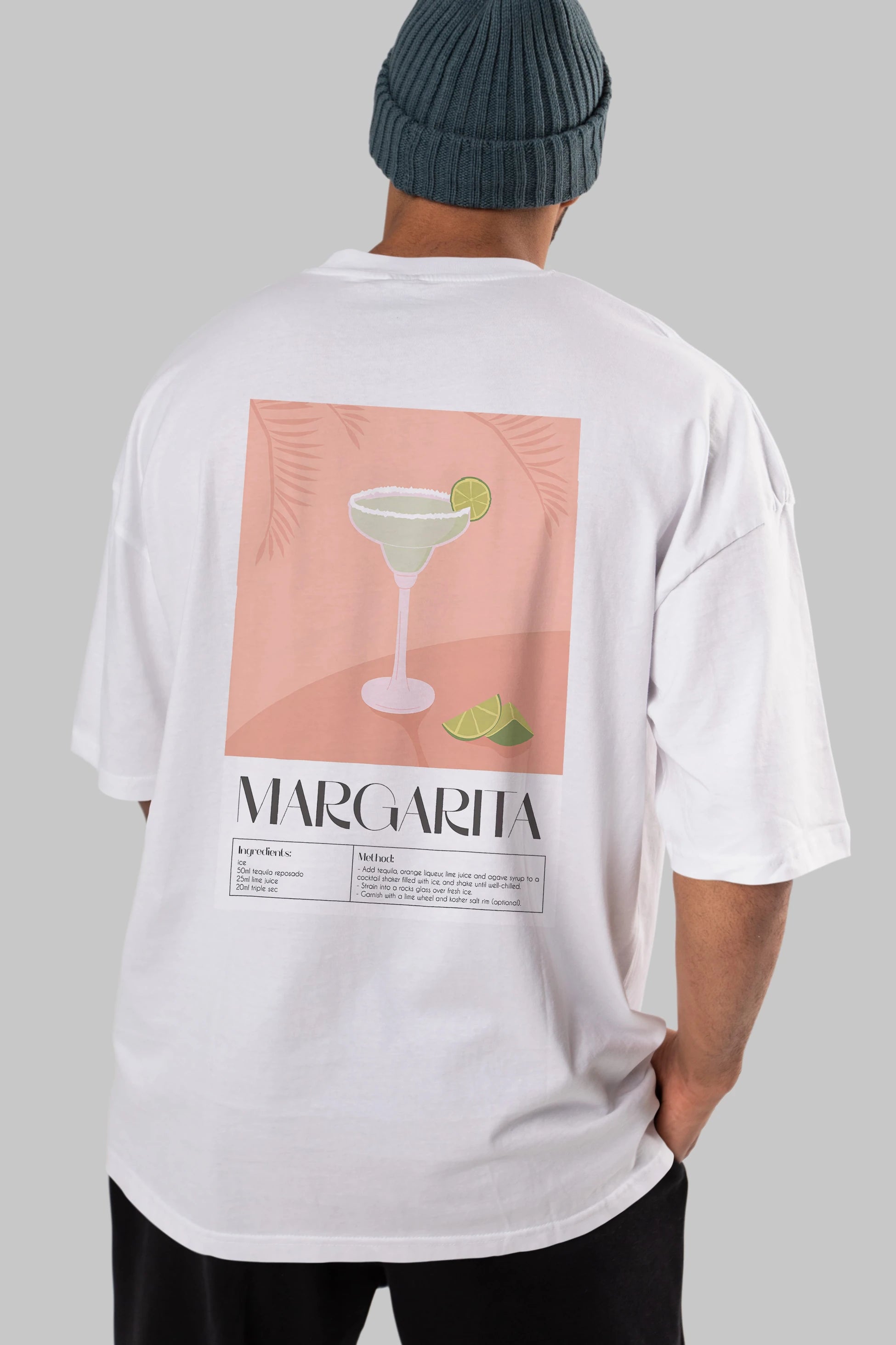 Margarita 5 Arka Baskılı Oversize t-shirt Erkek Kadın Unisex %100 Pamuk Bisiklet Yaka tişort