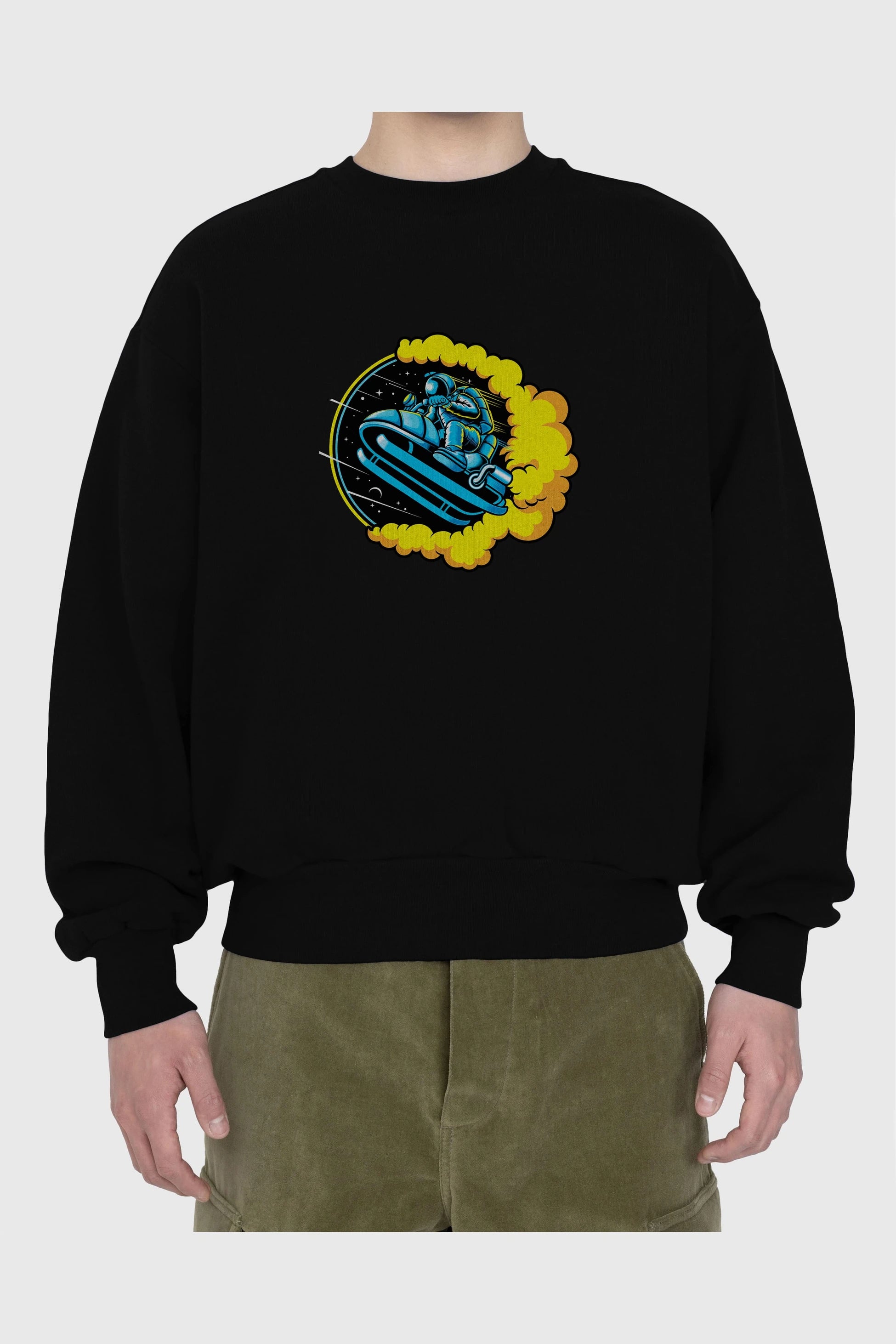 Astrojump with Snowmobile Ön Baskılı Oversize Sweatshirt Erkek Kadın Unisex