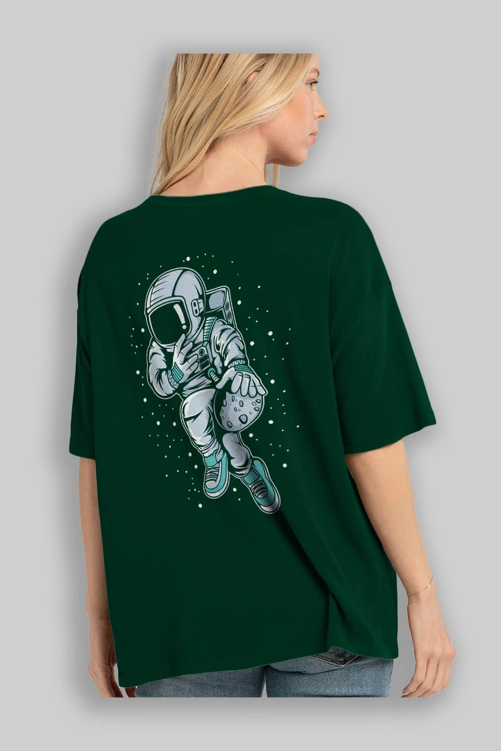 Astronaut Basketball (2) Arka Baskılı Oversize t-shirt Erkek Kadın Unisex