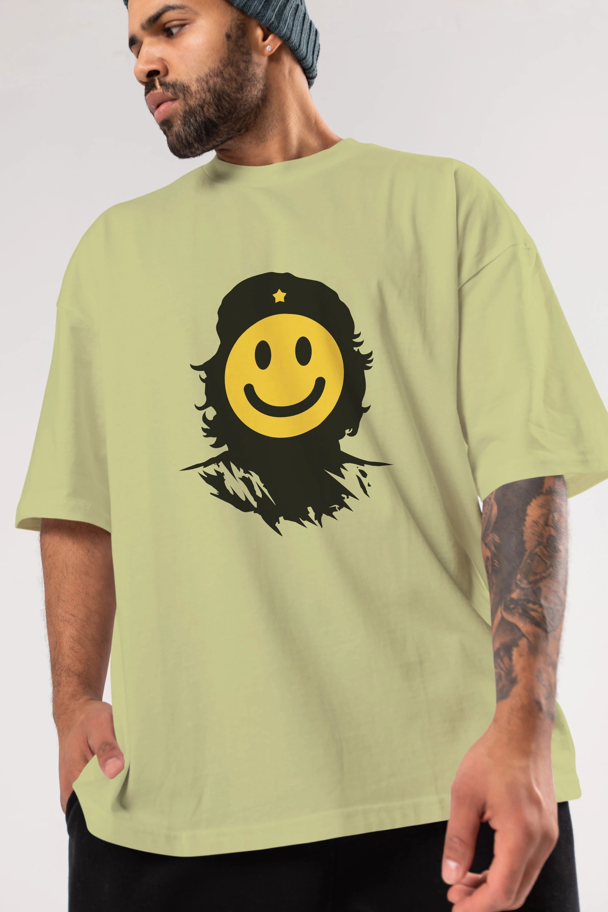 Che Smile Ön Baskılı Oversize t-shirt %100 pamuk Erkek Kadın Unisex