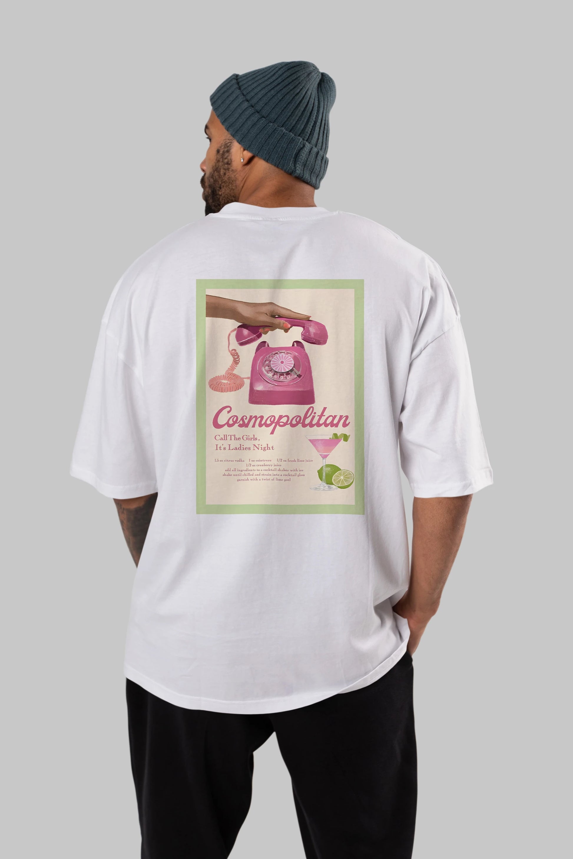 Cosmopolitan 5 Arka Baskılı Oversize t-shirt Erkek Kadın Unisex %100 Pamuk Bisiklet Yaka tişort