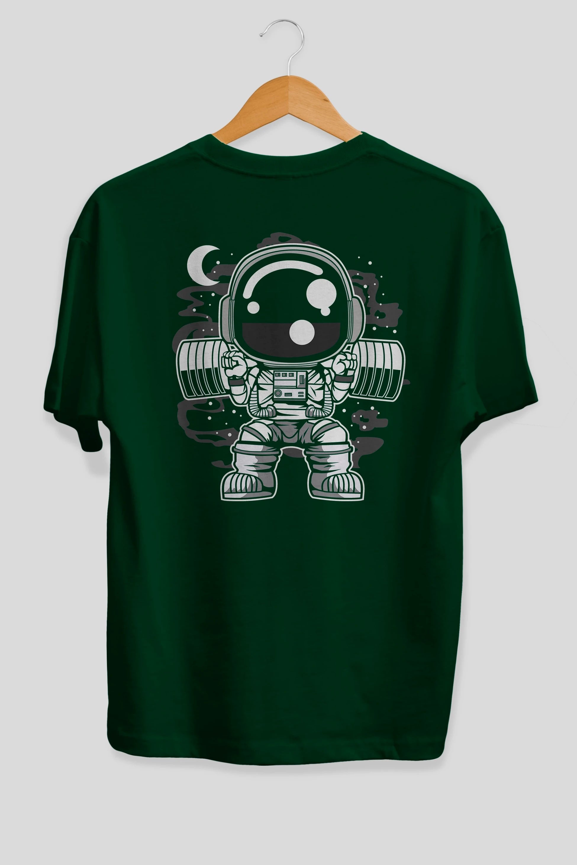 Astronaut Barbell Body Builder Arka Baskılı Oversize t-shirt Erkek Kadın Unisex