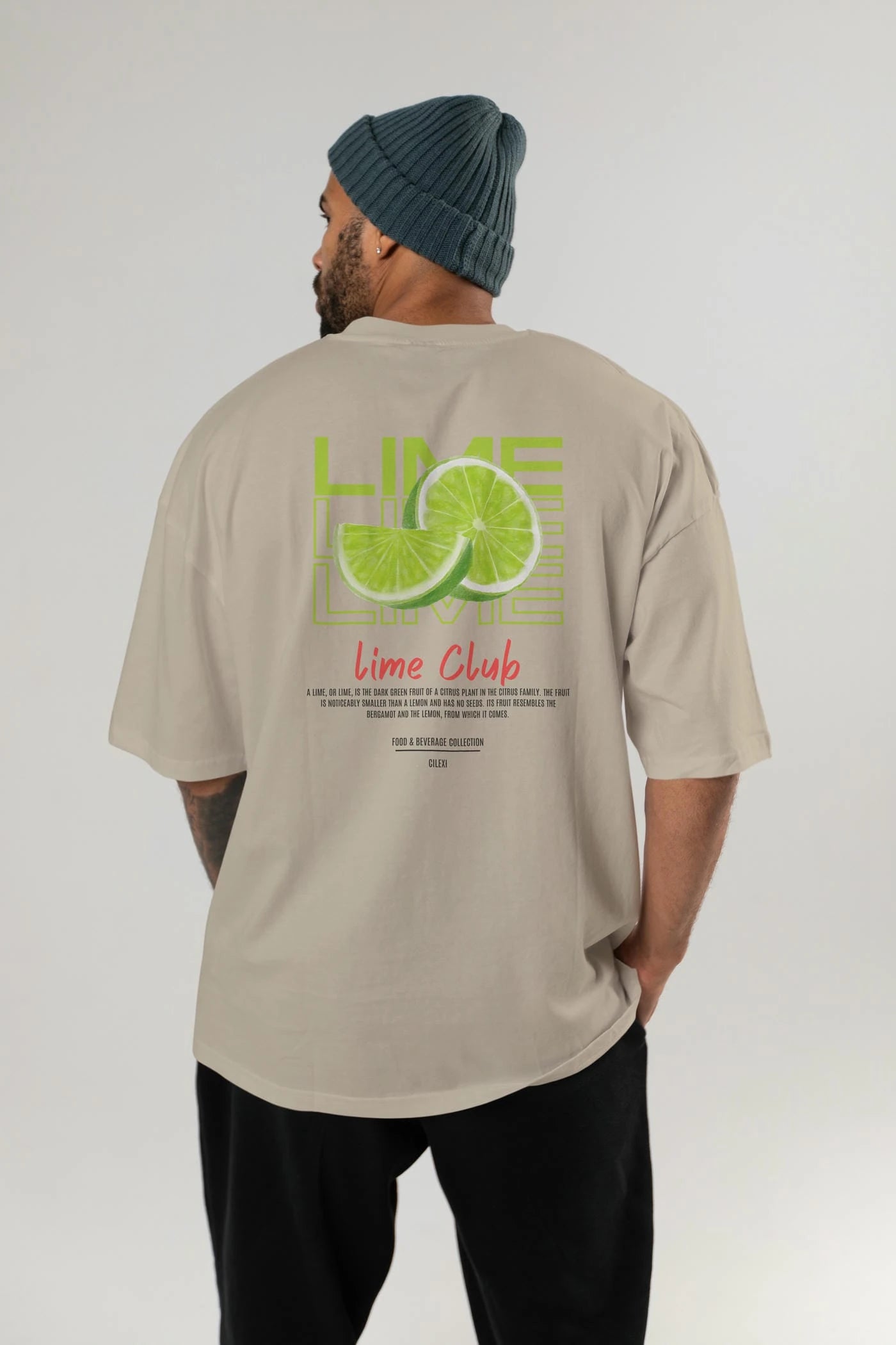 Lime Kokteyl Serisi Baskılı Oversize t-shirt Erkek Kadın Unisex %100 Pamuk Bisiklet Yaka tişort