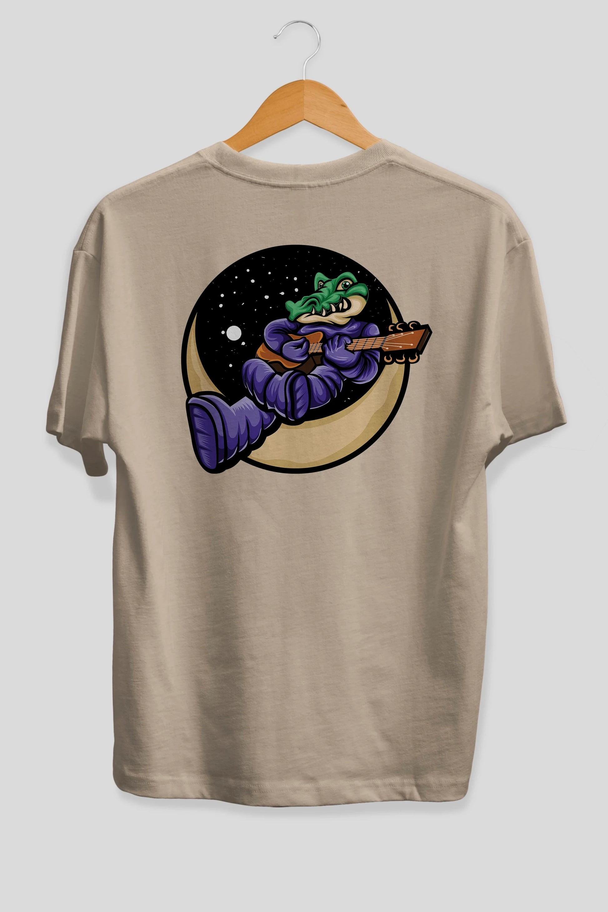 Space Crocodile Arka Baskılı Oversize t-shirt Erkek Kadın Unisex
