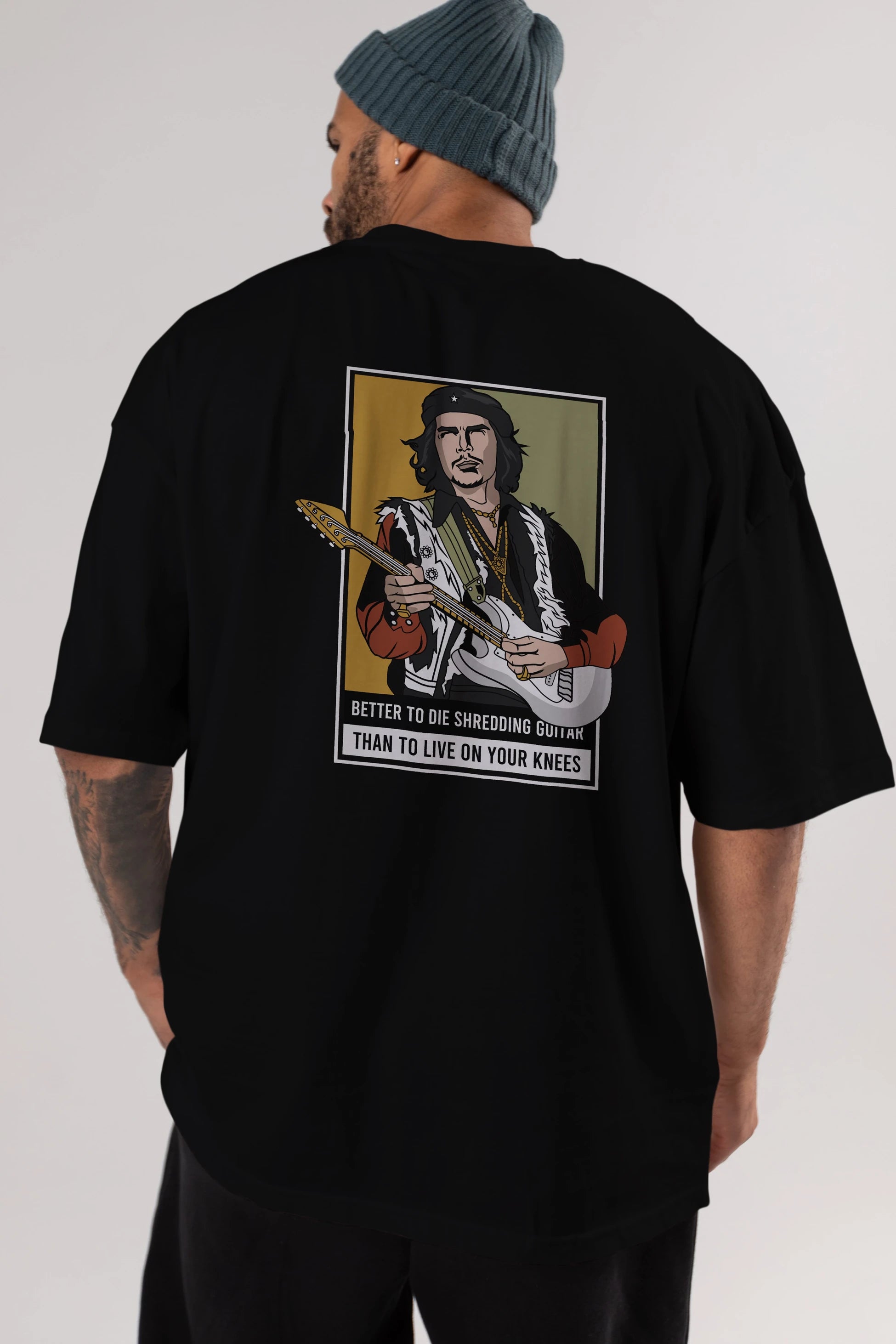 Che Guevara Hendrix Arka Baskılı Oversize t-shirt Erkek Kadın Unisex %100 Pamuk tişort