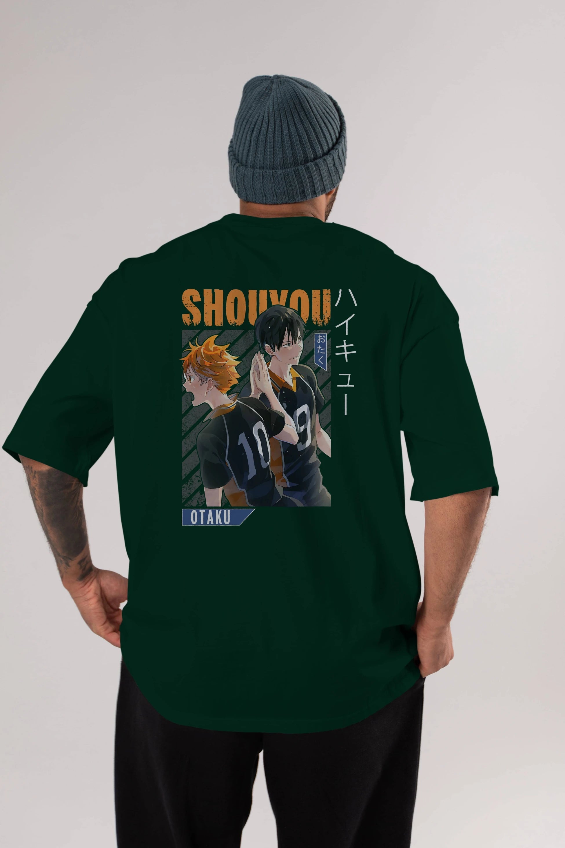 Shouyou Hinata 12 Anime Arka Baskılı Oversize t-shirt Erkek Kadın Unisex