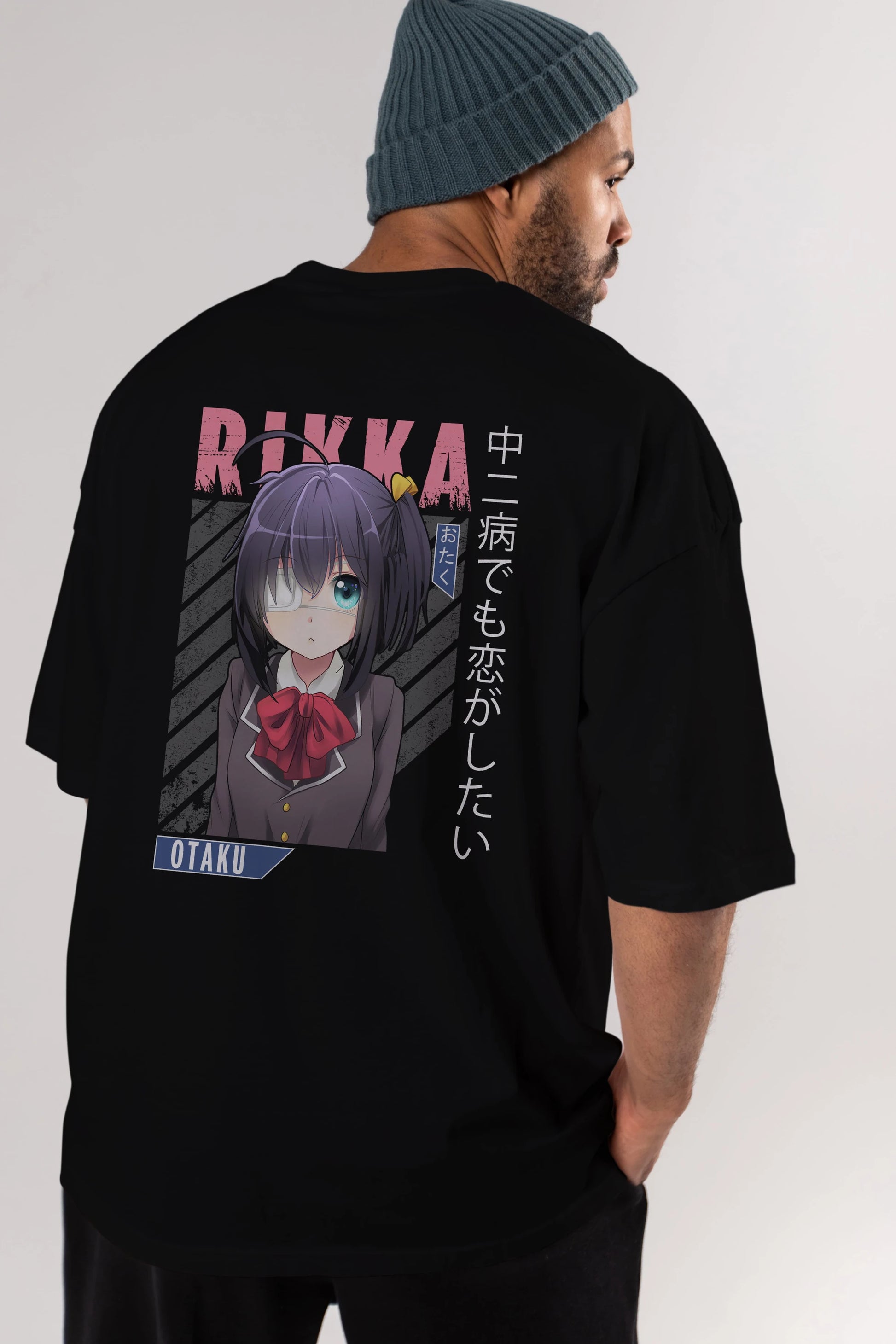 Rikka Takanashi 9 Anime Arka Baskılı Oversize t-shirt Erkek Kadın Unisex