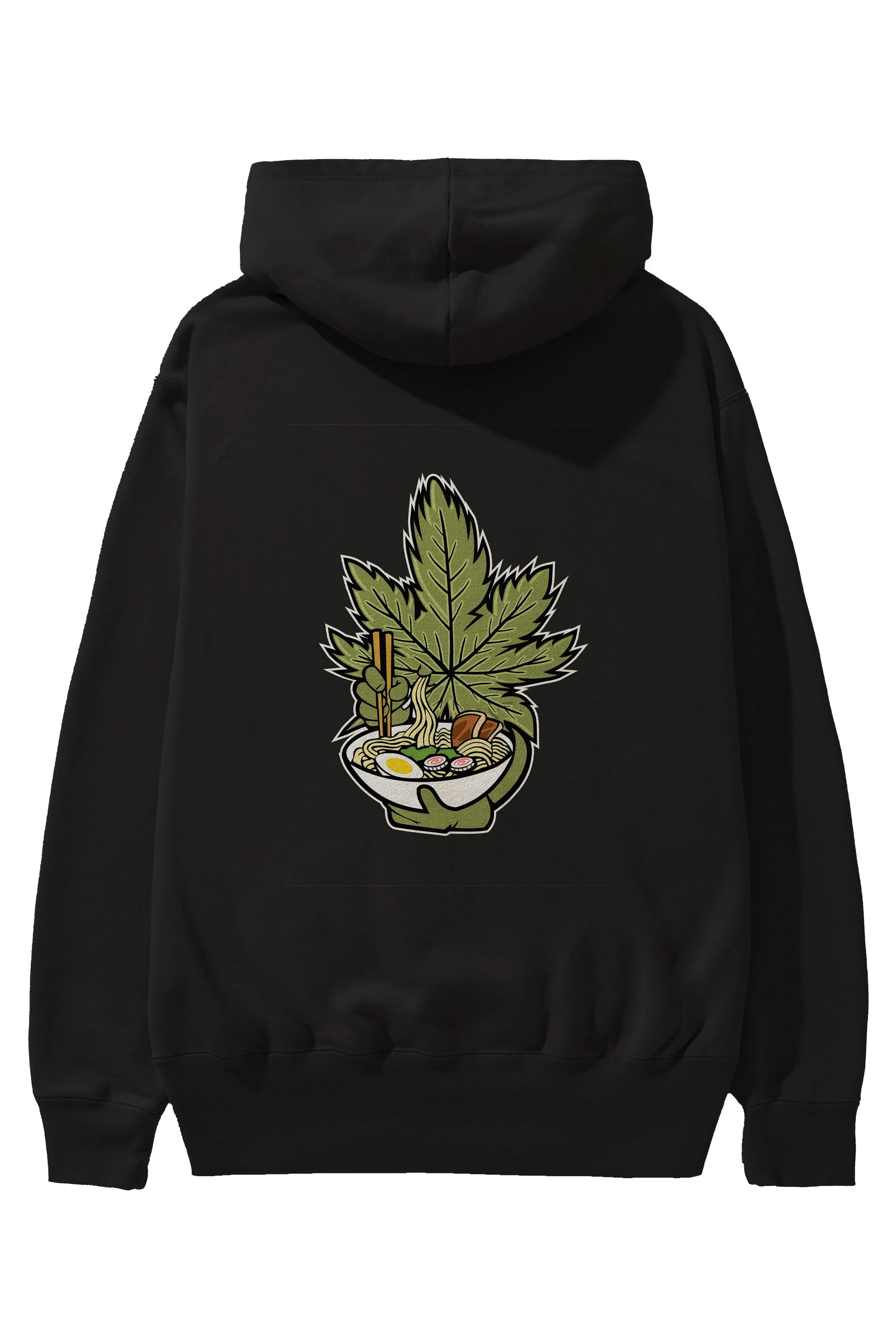 Weed Ramen Arka Baskılı Hoodie Oversize Kapüşonlu Sweatshirt Erkek Kadın Unisex