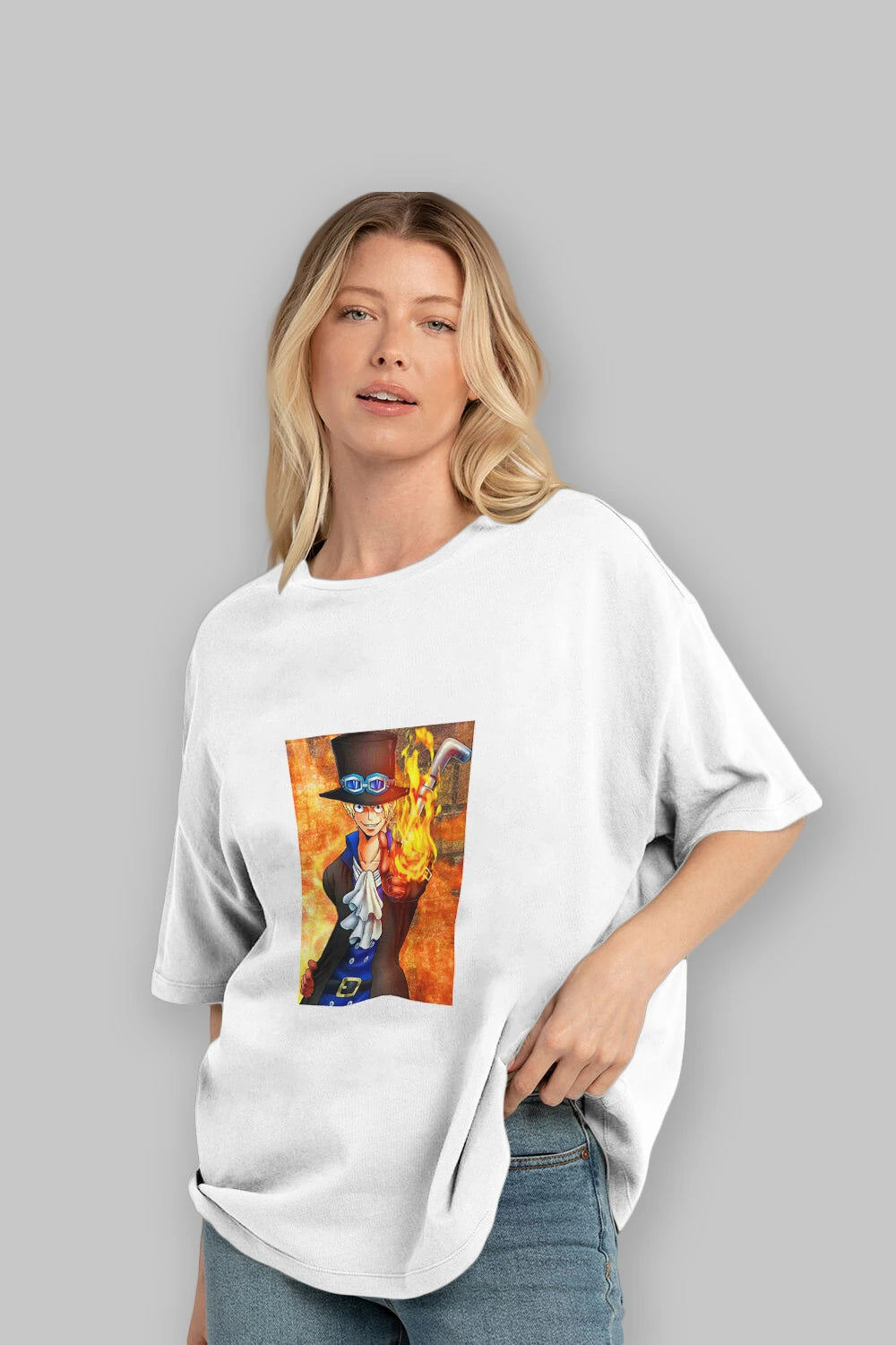 Sabo Anime Ön Baskılı Oversize t-shirt Erkek Kadın Unisex