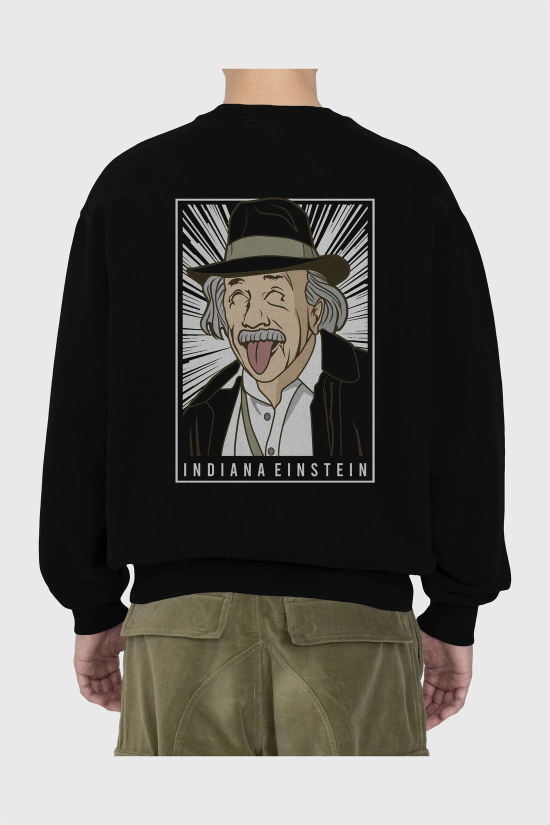 Indiana Jones Einstein Arka Baskılı Oversize Sweatshirt Erkek Kadın Unisex